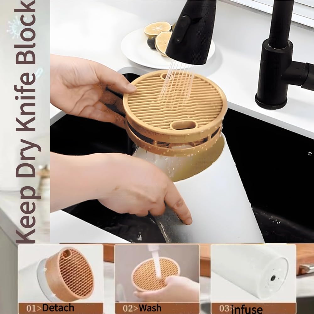 Small Knife Block Set 5PCS White Compact Kitchen Tools For Apartments Campers