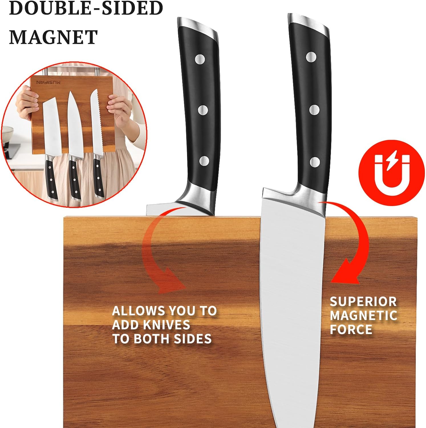 Sturdy Magnetic Knife Strips Holder for Kitchen Storage Organization
