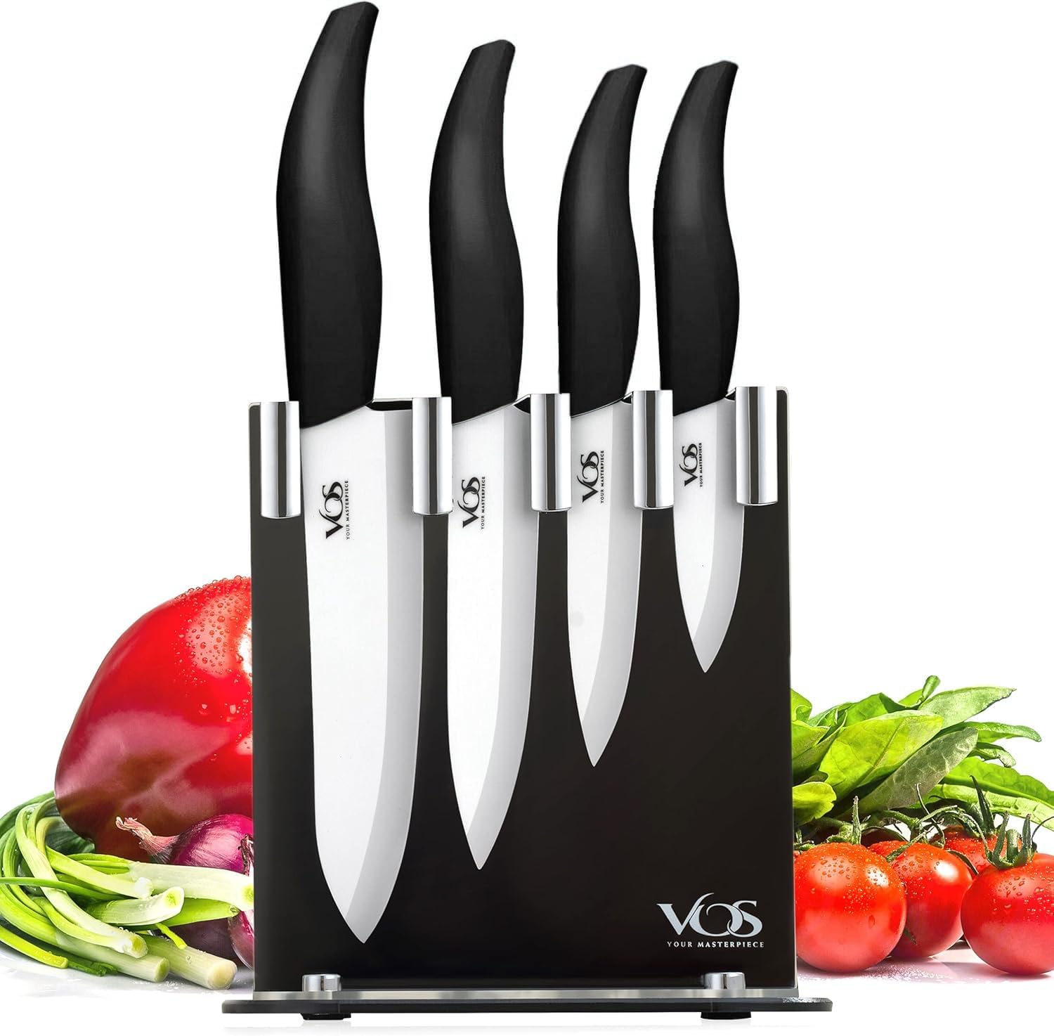 Vos Ceramic 4-Piece Knife Set - Premium Sharp Durable Elegant