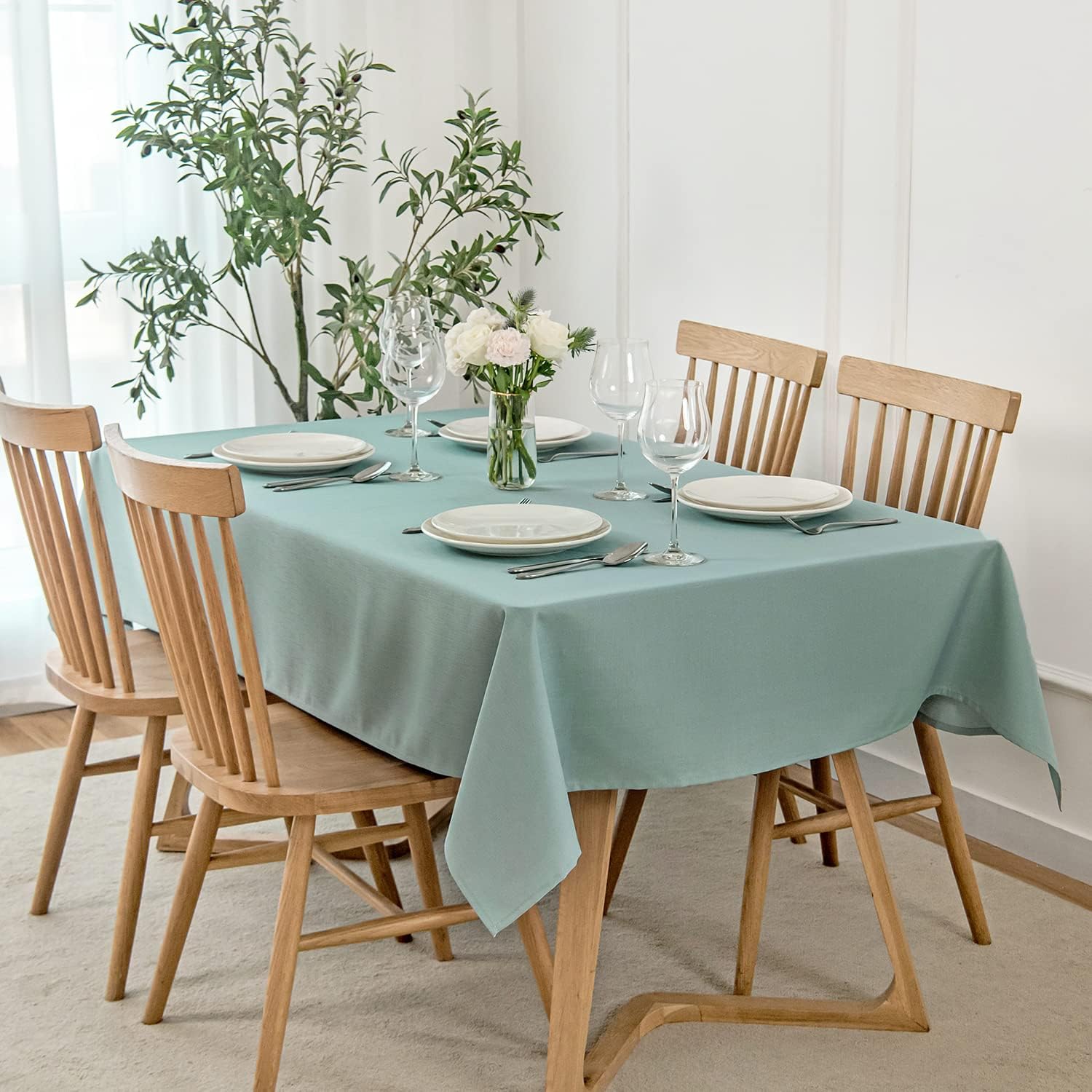 Maxmill Slubby Texture Tablecloth Slate Blue - Durable for Dining Events