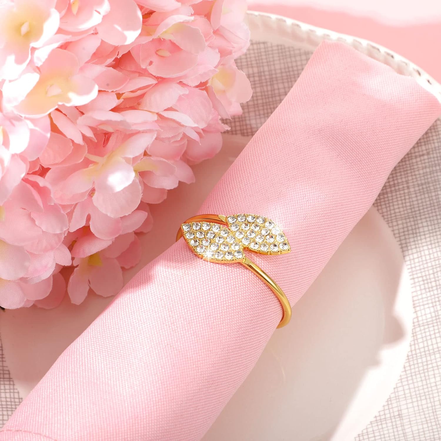100-Piece Metal Napkin Rings with Rhinestone Design