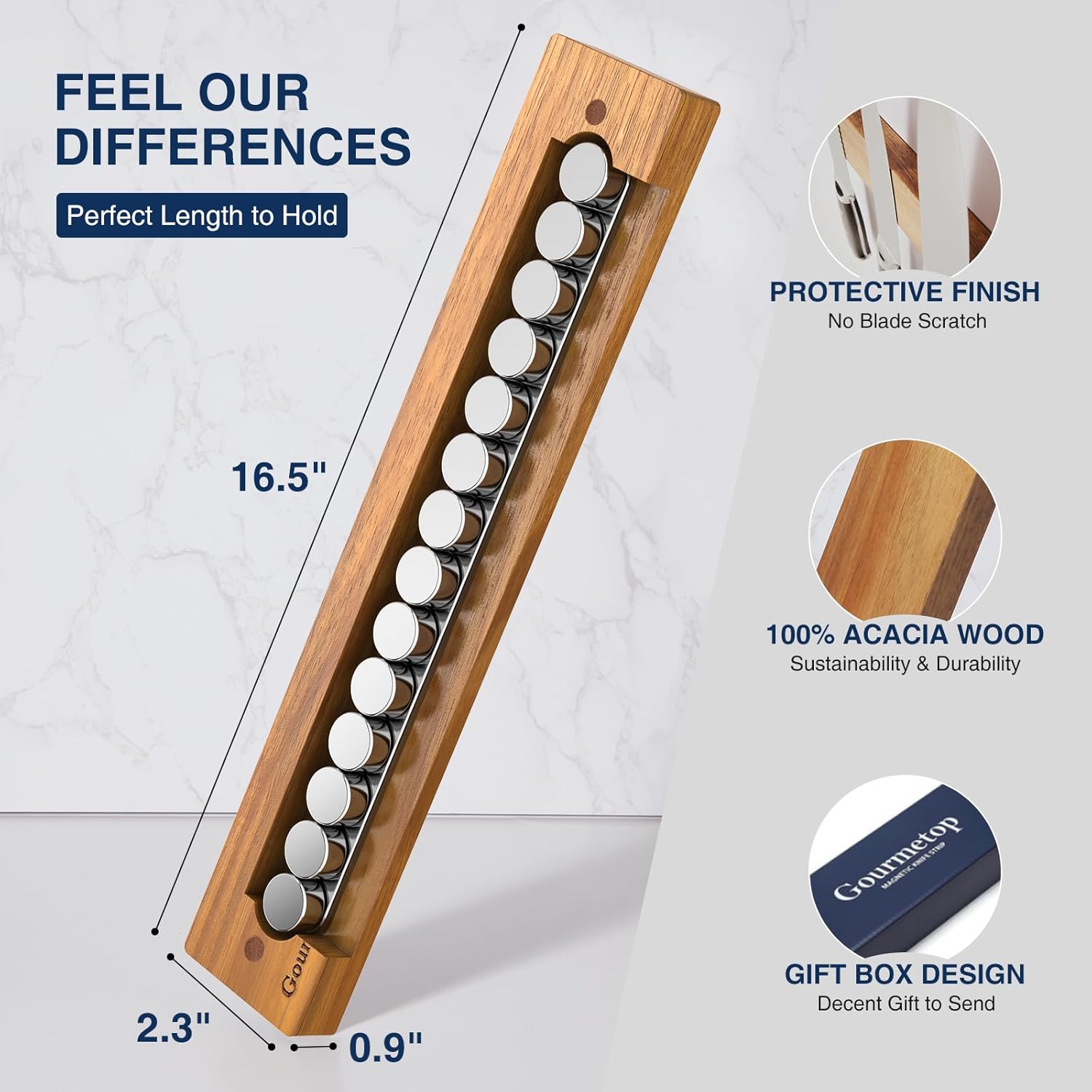 Strong Magnetic Knife Holder for Walls Gourmetop - Durable Easy to Install