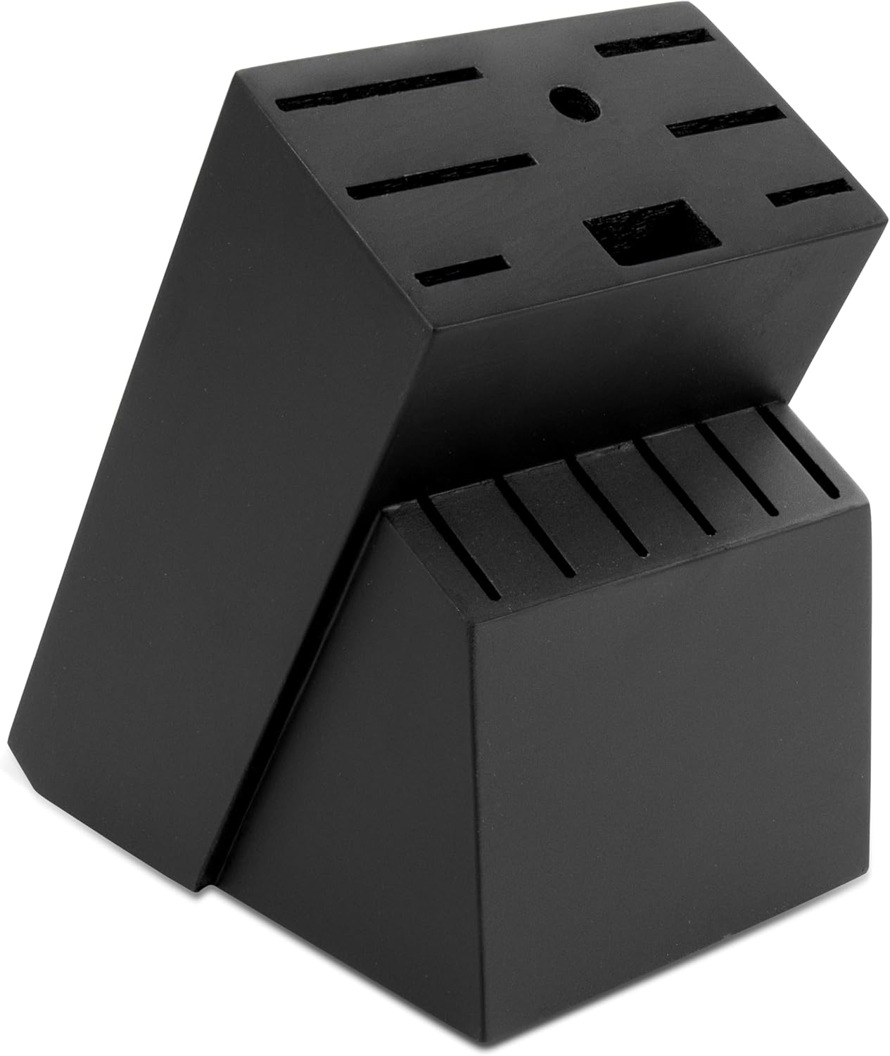 RedCall 14 Slot Knife Block Holder - Black Wood Bamboo Kitchen Organizer