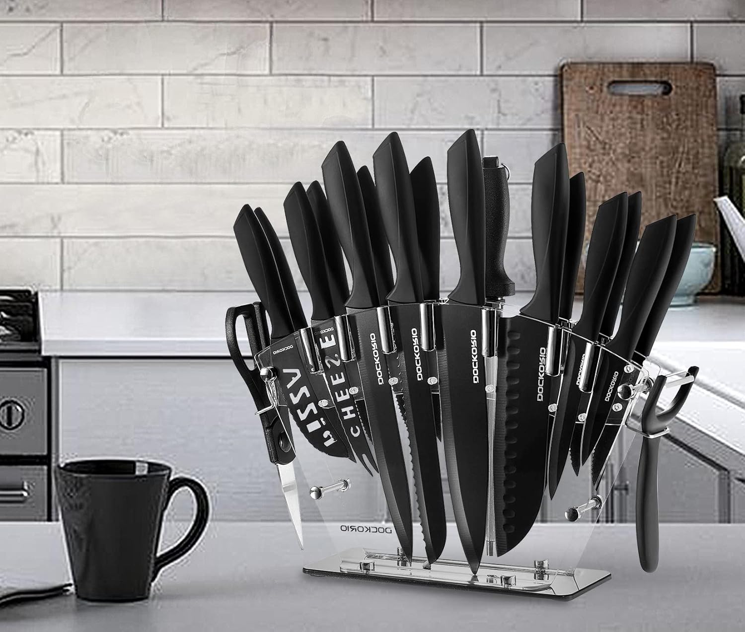 19-Piece Kitchen Knife Set with BlockCompact Durable Design