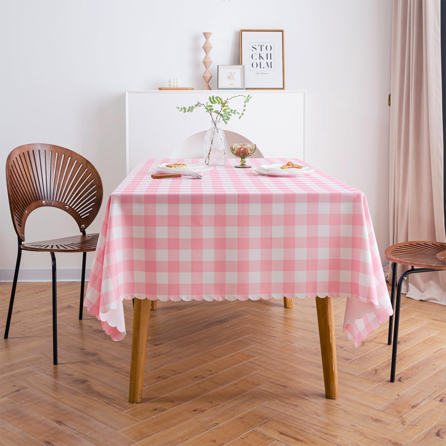 Premium Pink Gingham Tablecloth