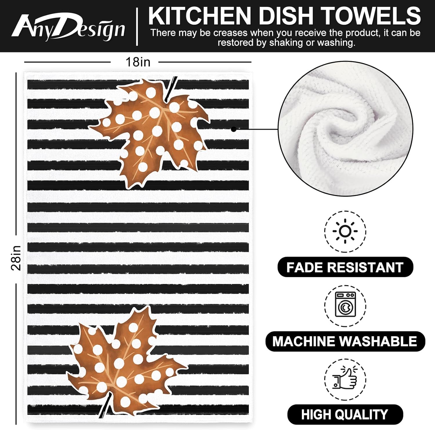 AnyDesign Fall Kitchen Dish Towels 4Pcs