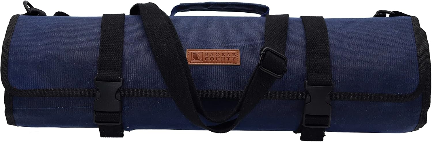 Knives in a Knife Roll Bag Navy Blue