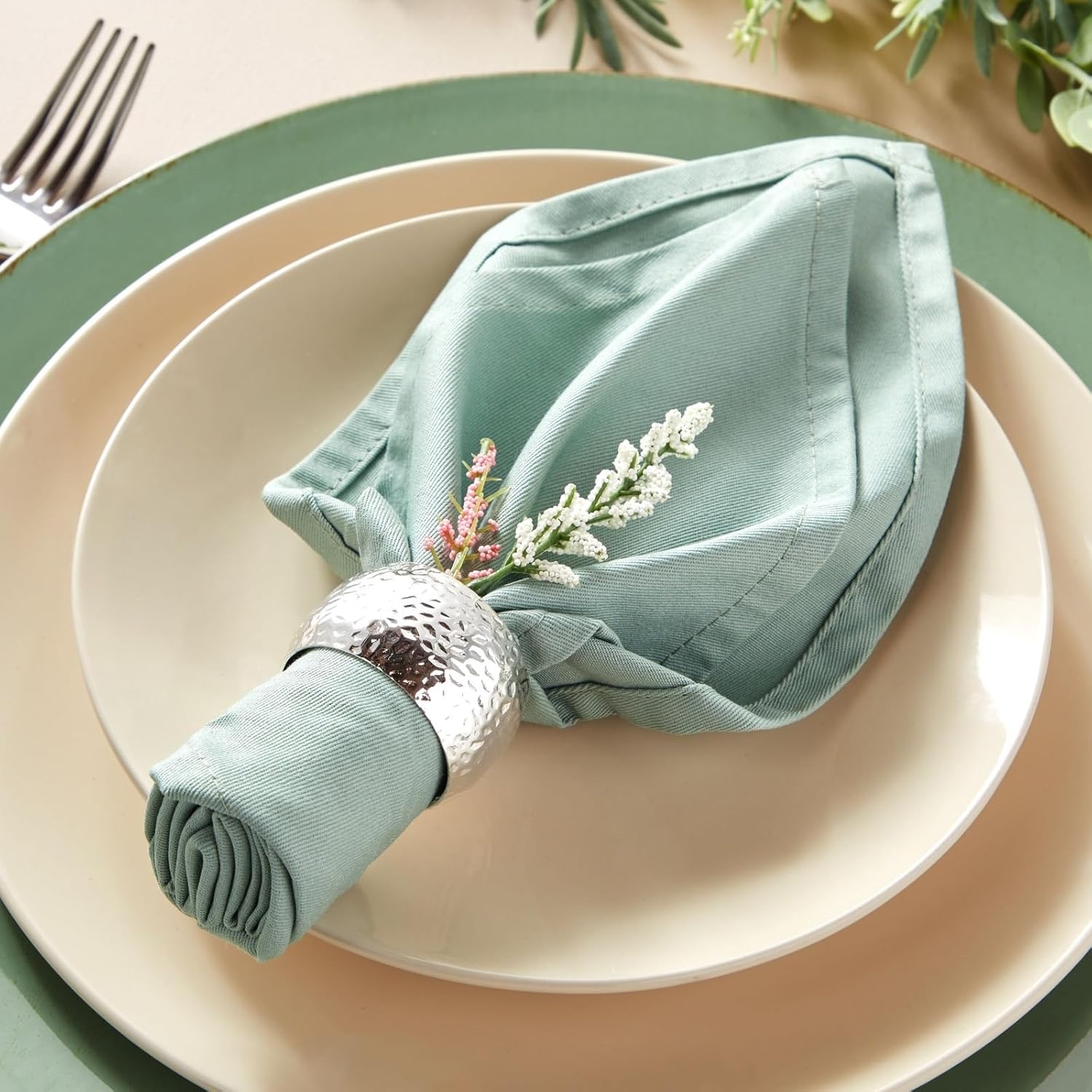 12-Piece Silver Napkin Rings for Weddings Parties
