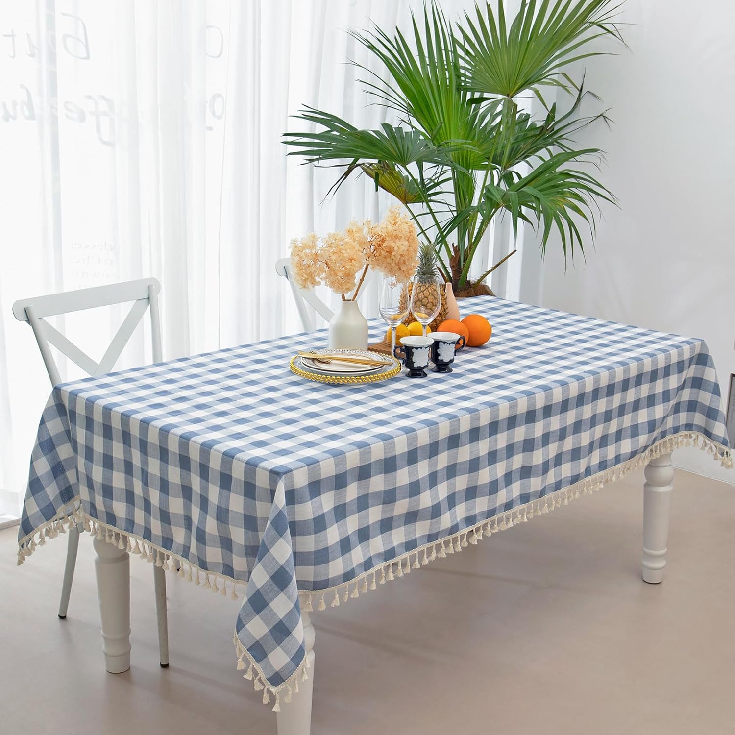Midsummer Breeze - 55x84 Heavy Weight Checkered Gingham Tablecloth for Spring Summer