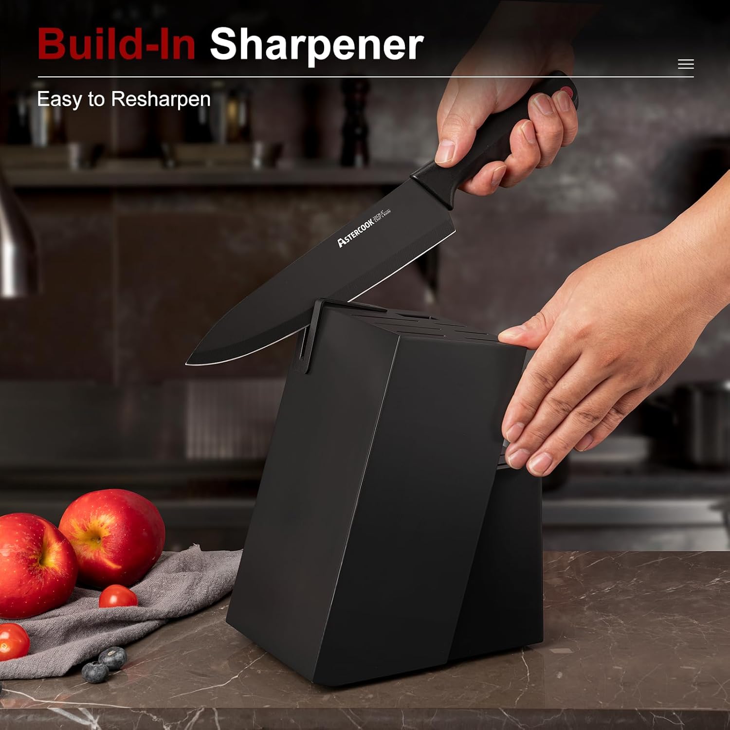 15-Piece German Stainless Steel Knife Set with Built-In Sharpener Lifetime Warranty