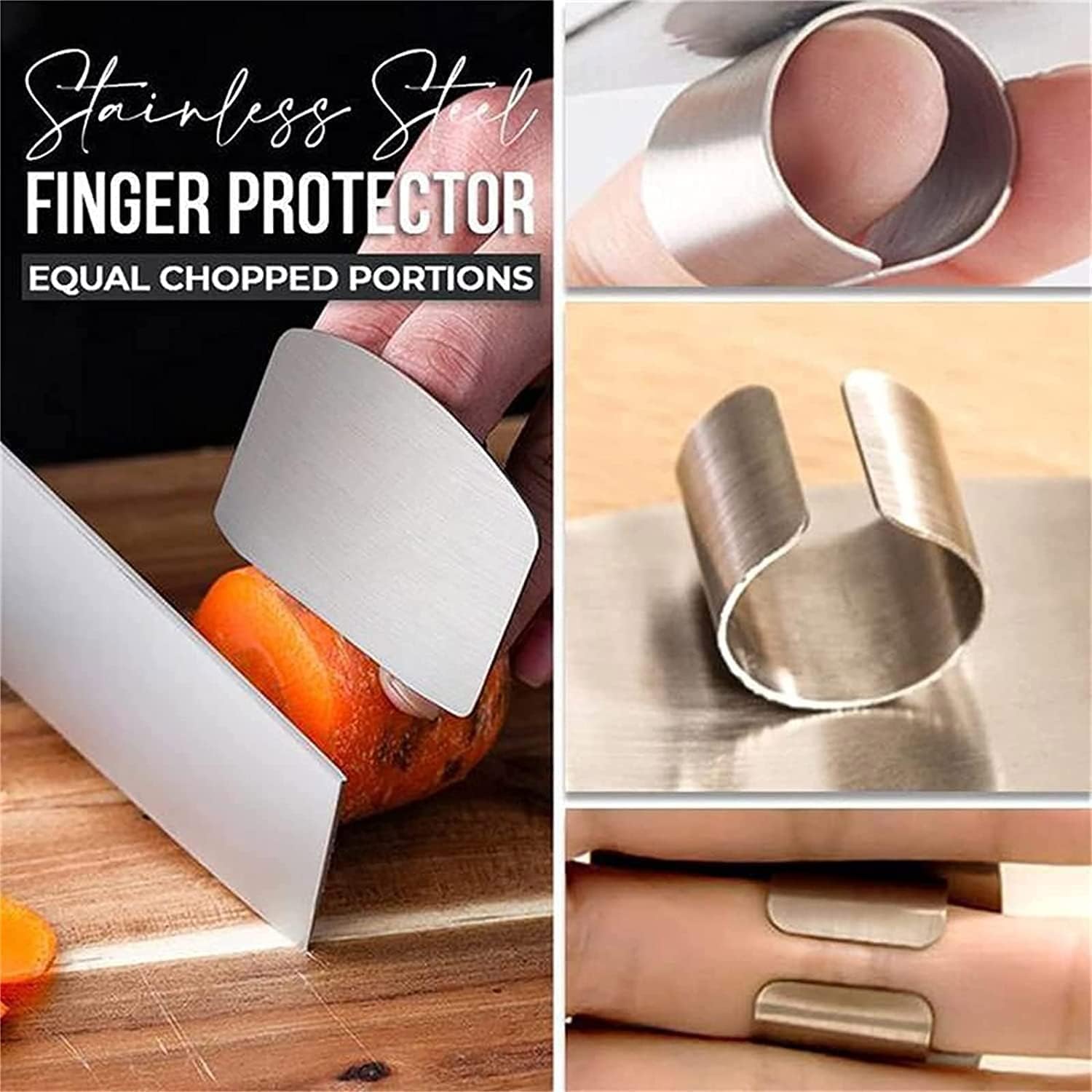 2-Piece Stainless Steel Finger Guards Durable Kitchen Tool for Safe Cooking
