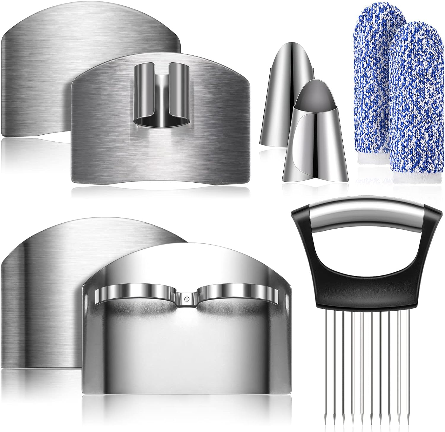 9-Piece Stainless Steel Finger Guards for Slicing and Cooking