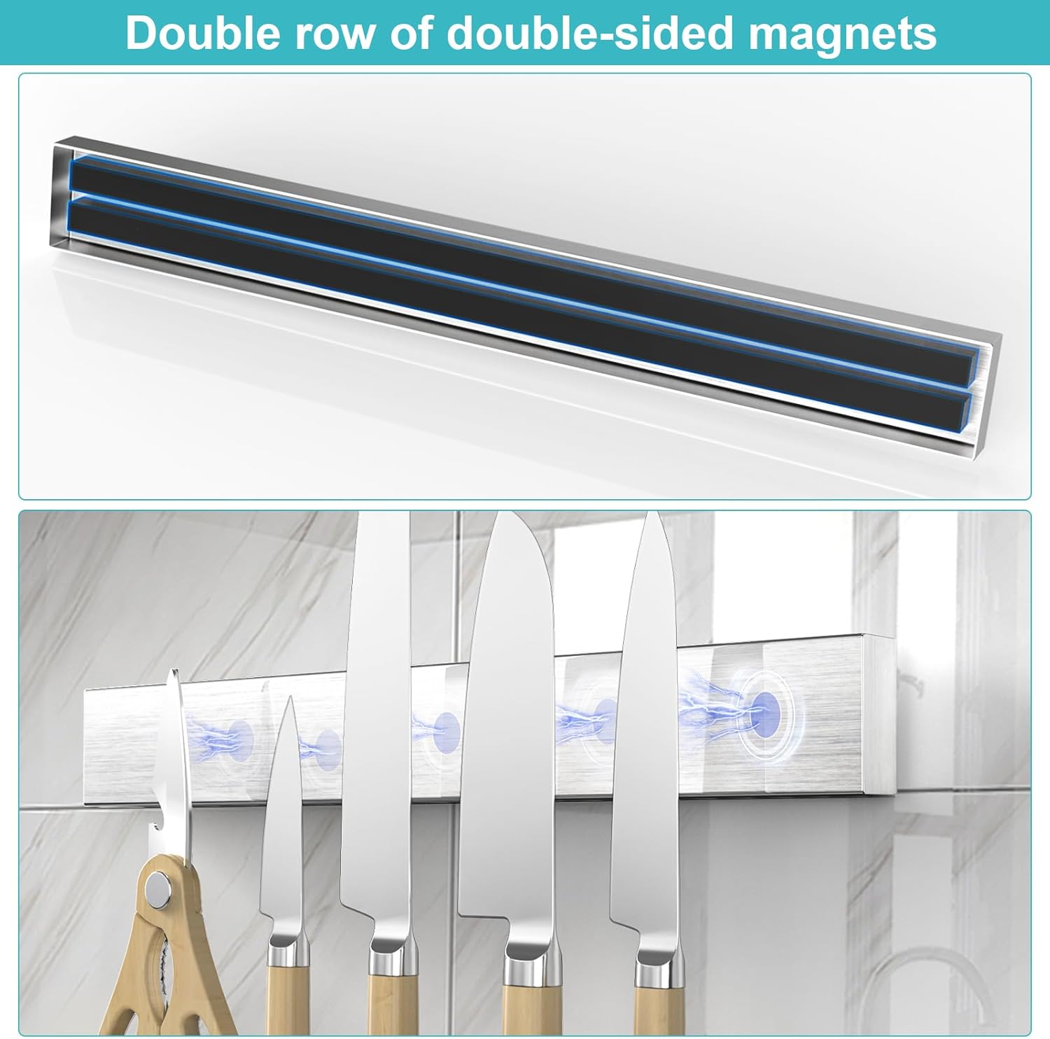 16-inch Magnetic Knife Strip No Drill Heavy Duty