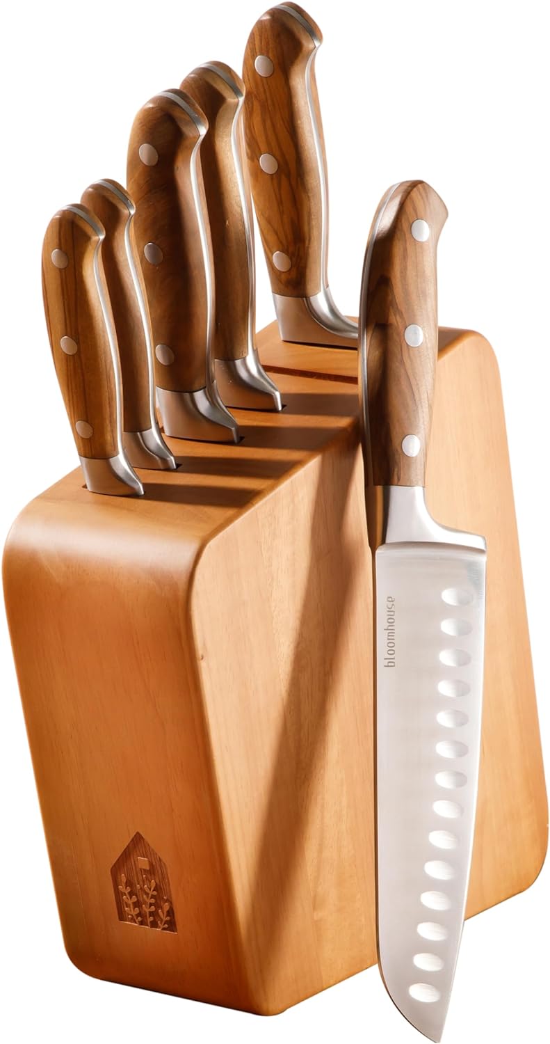 Bloomhouse Italian Olive Wooden Knife Block Set