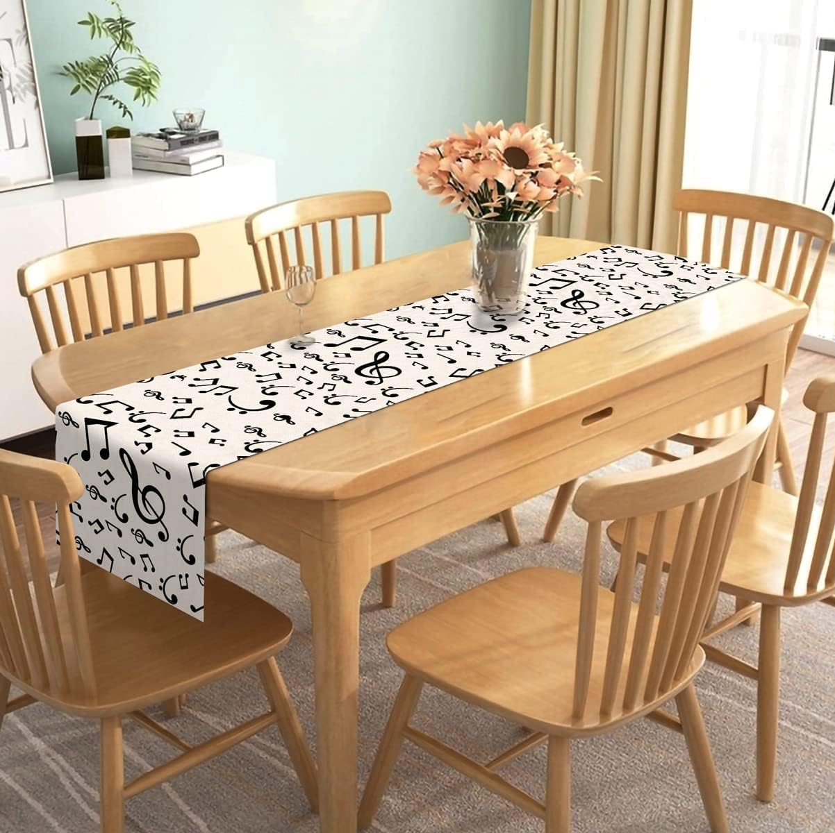 Linen Table Runner Music Party