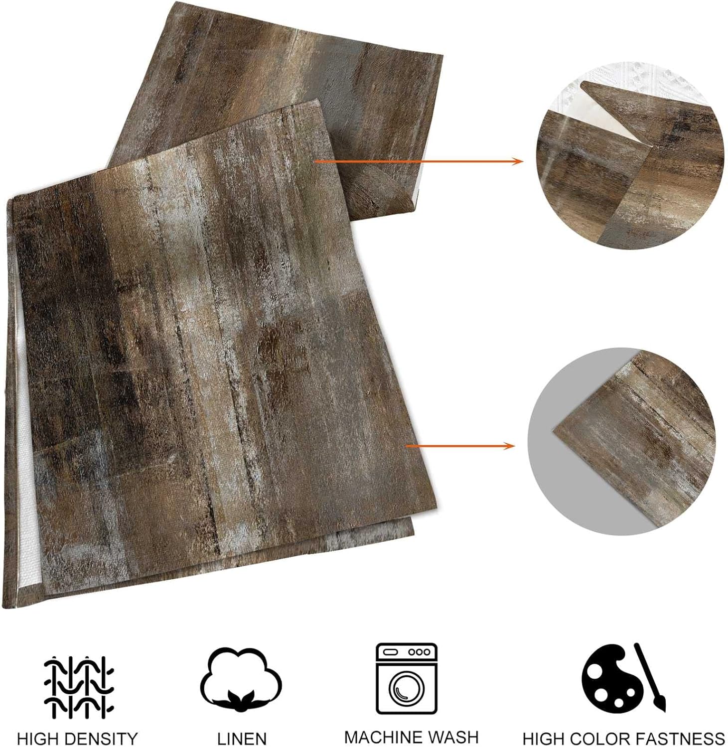 Dark Brown Rustic Table Runner and Placemats Set