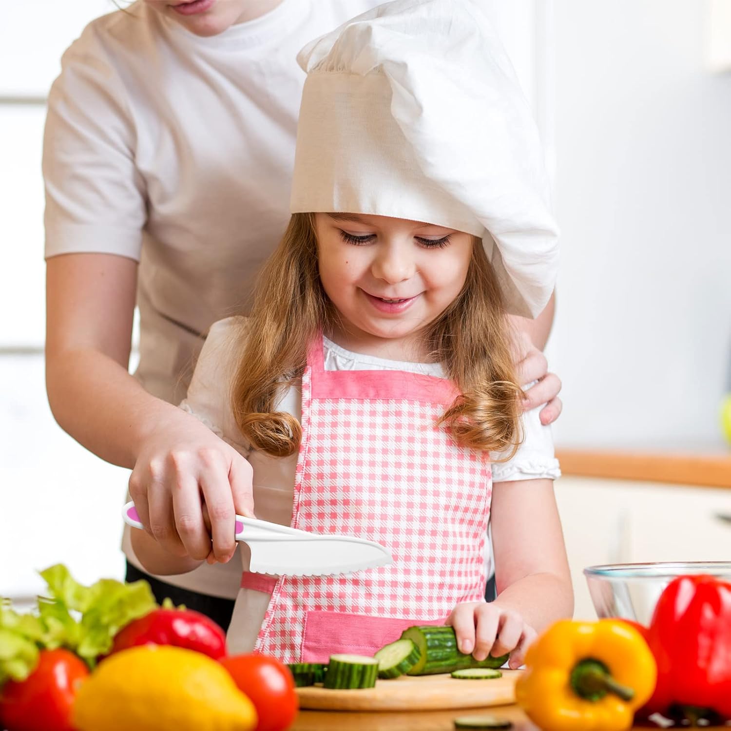 Premium Wooden Toddler knife set with plastic tools for Cooking Baking