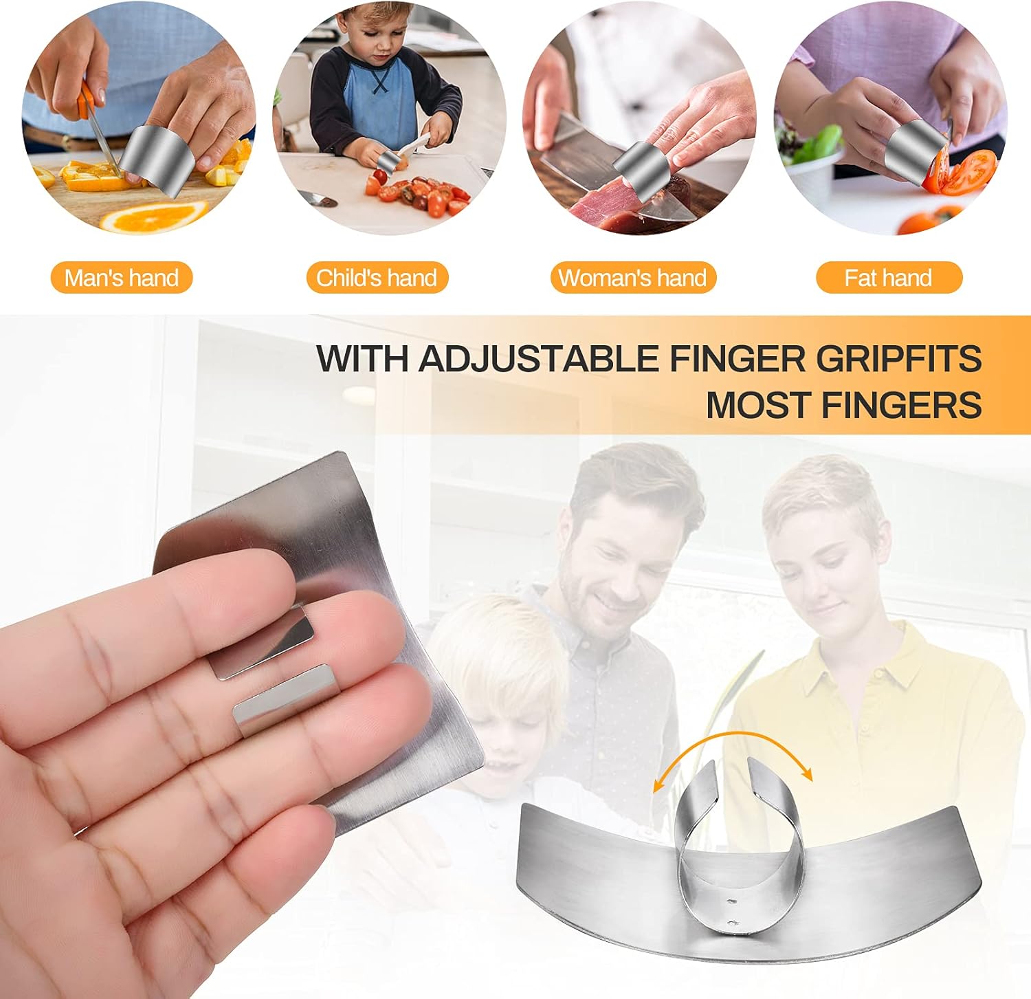 Stainless Steel Finger Guards Safety knives Durable Kitchen Protectors 4-Piece Set