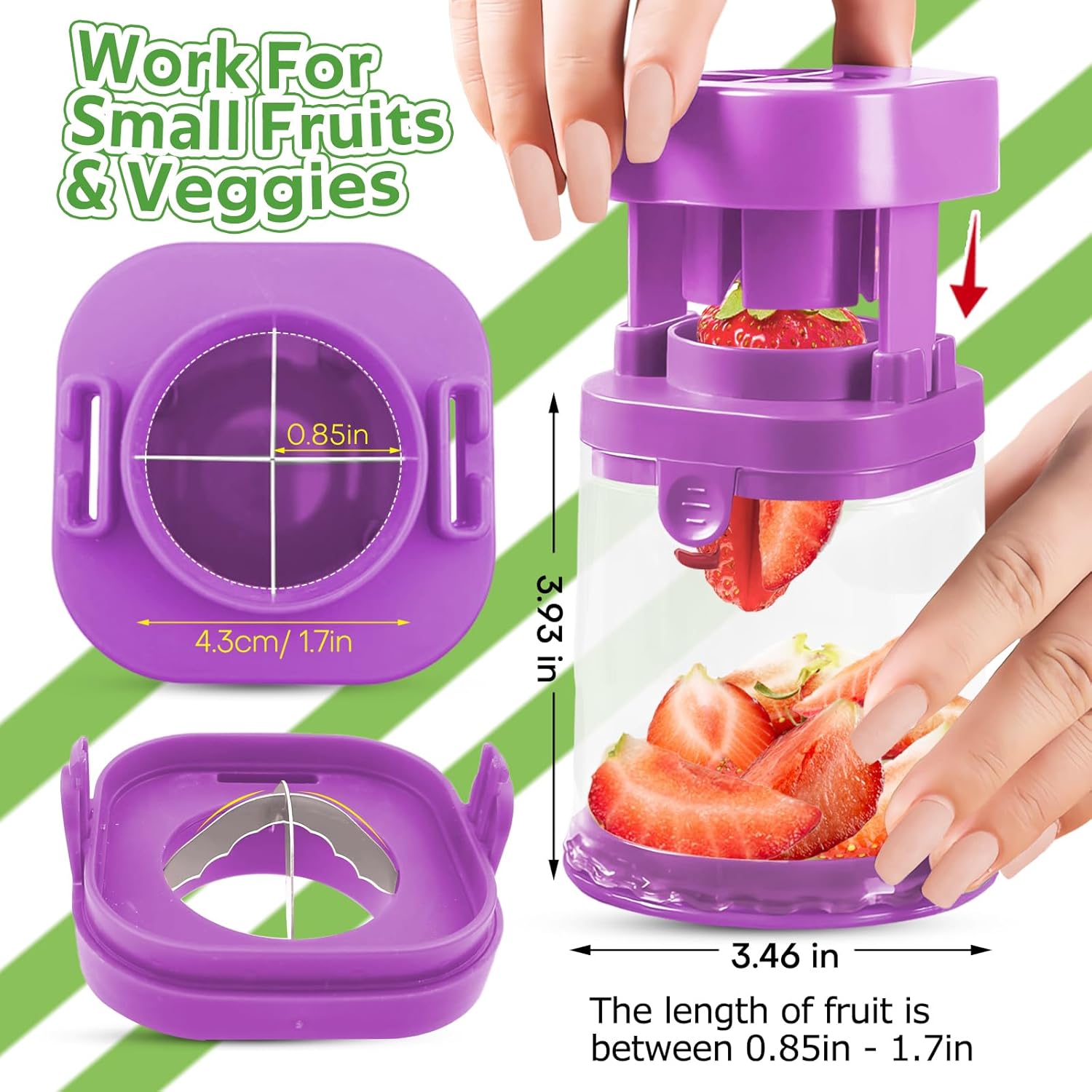 Stainless Steel Small Fruit Vegetable Cutter with Detachable Blade for Kids Purple