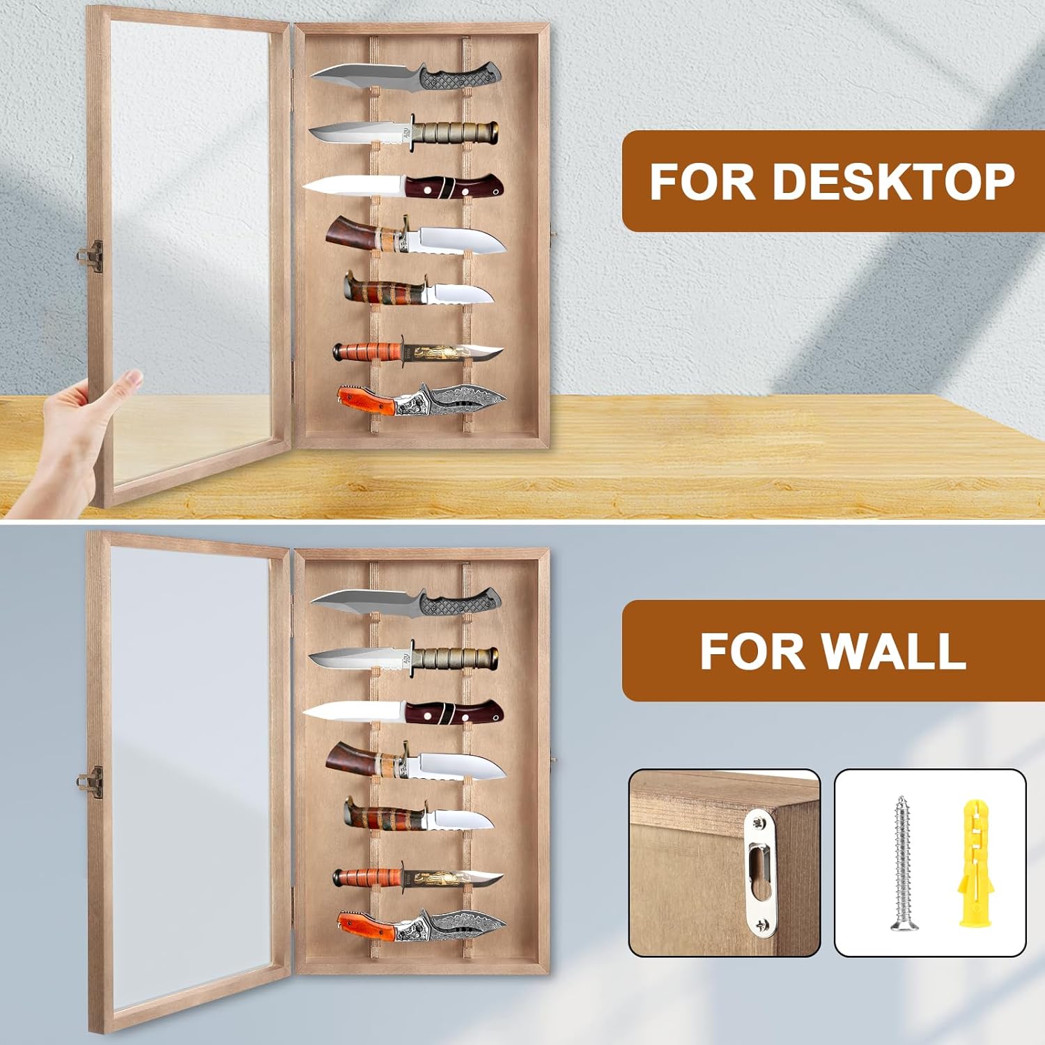 Triceratops Wooden Knife Display Case for 7 Knives