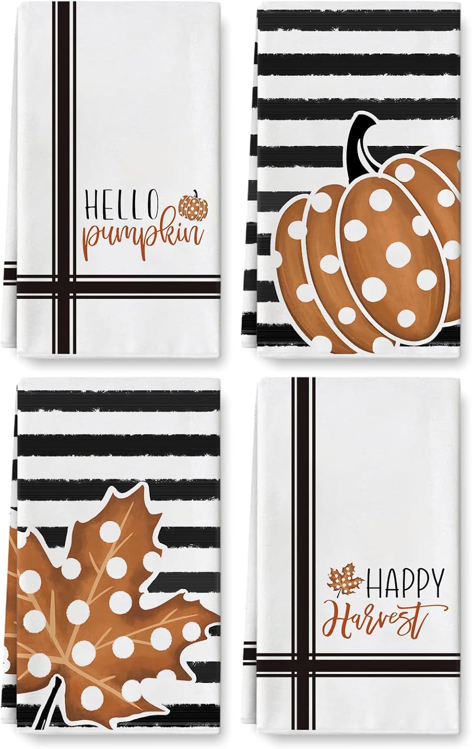 AnyDesign Fall Kitchen Dish Towels 4Pcs