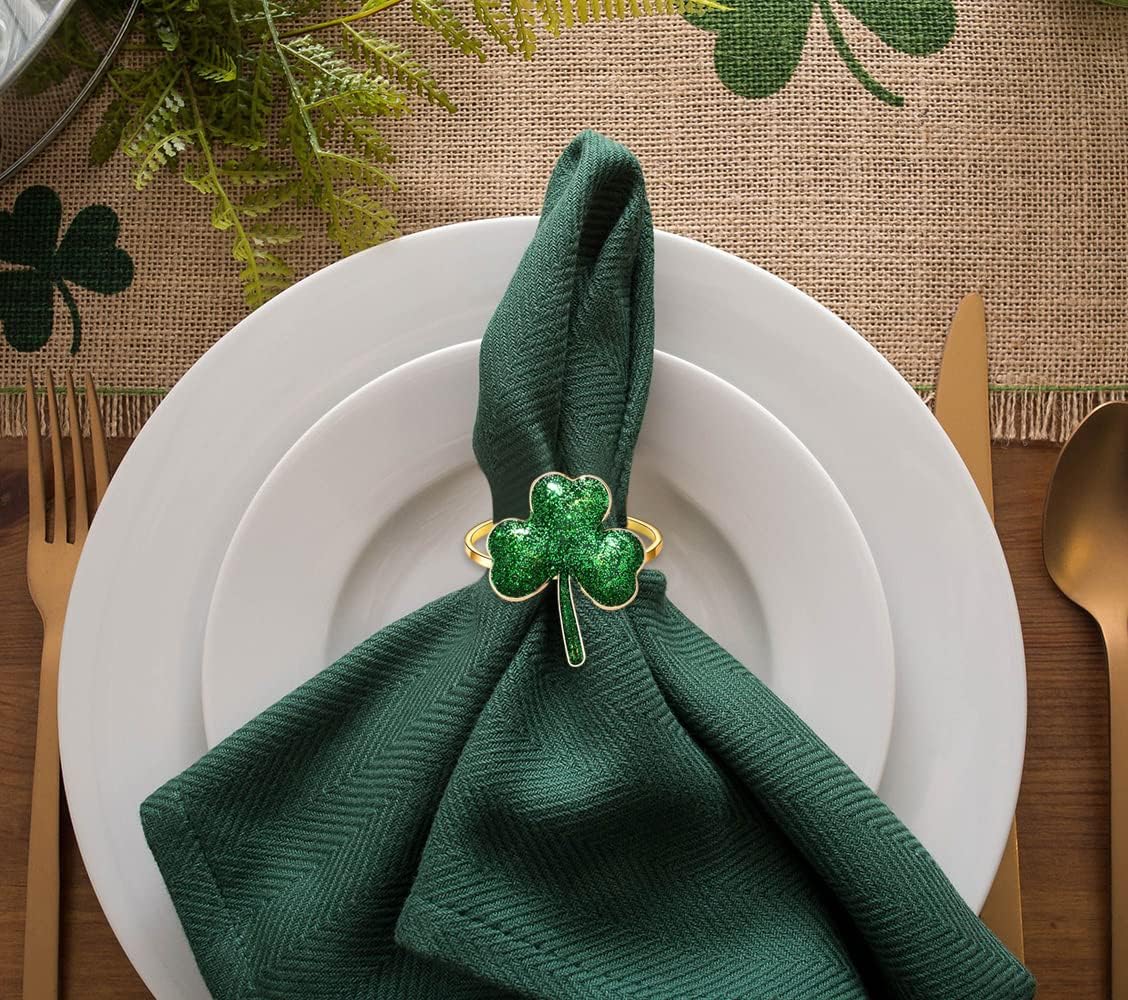 Shamrock St Patricks Day Napkin Ring Set