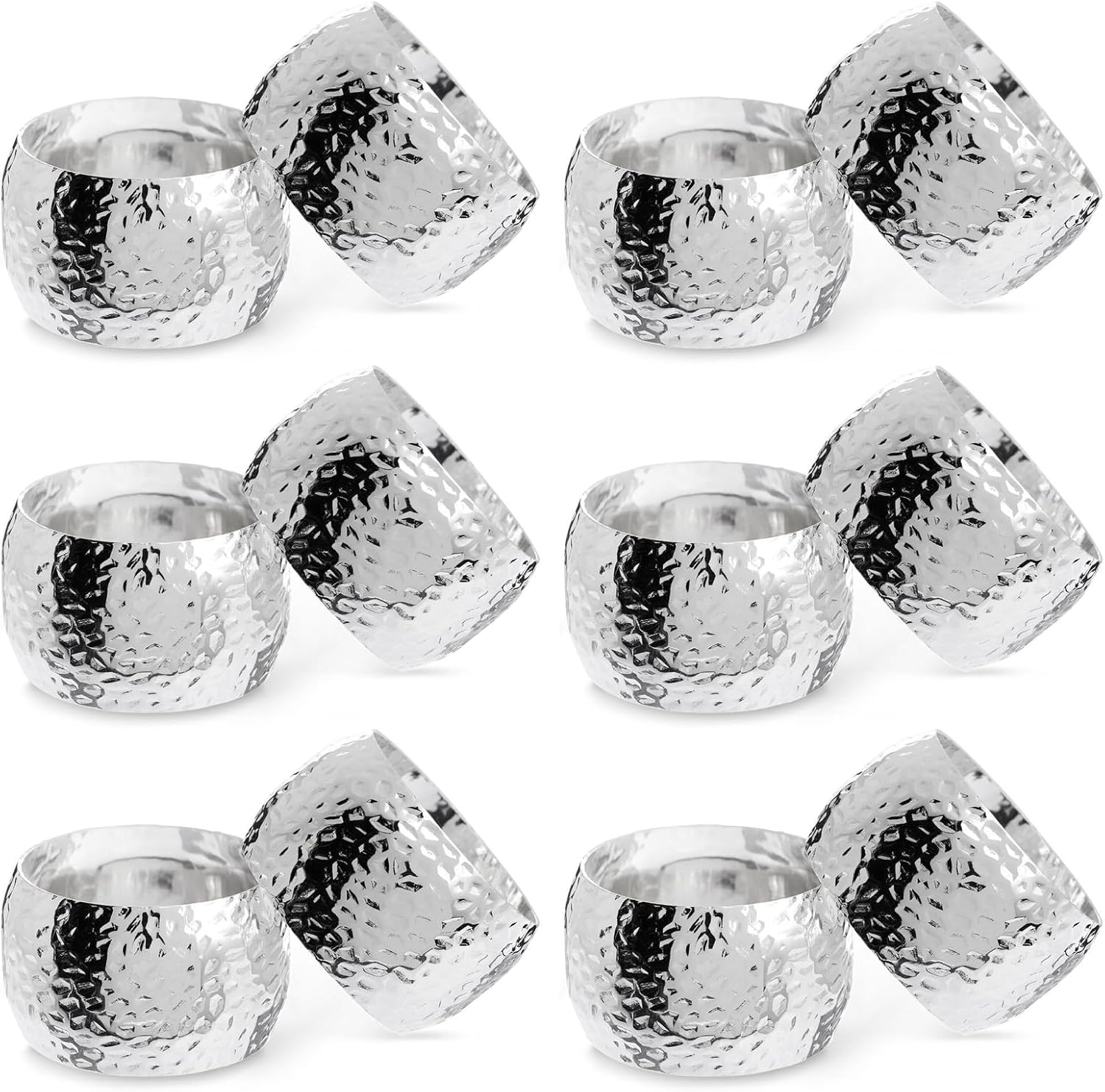 12-Piece Silver Napkin Rings for Weddings Parties