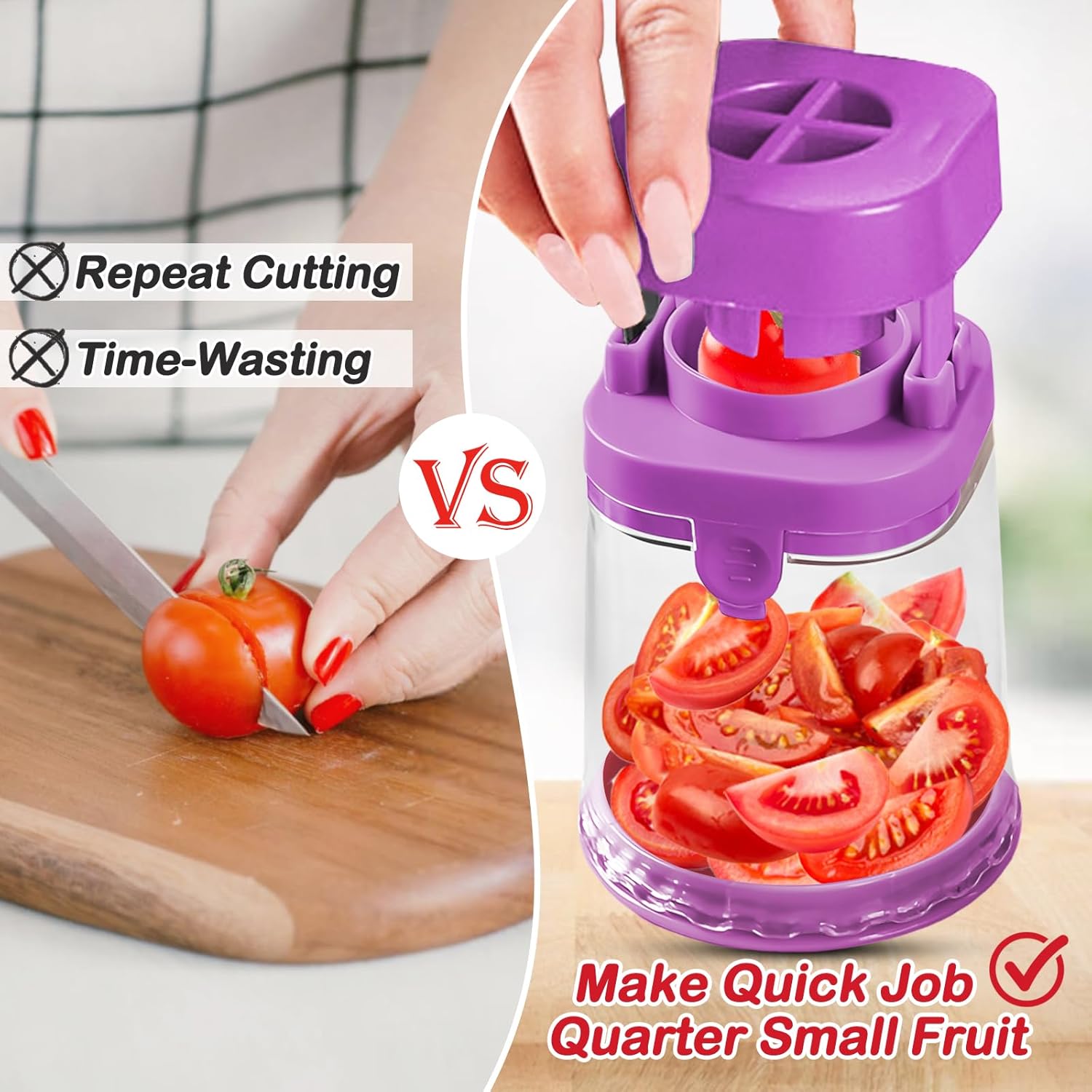 Stainless Steel Small Fruit Vegetable Cutter with Detachable Blade for Kids Purple