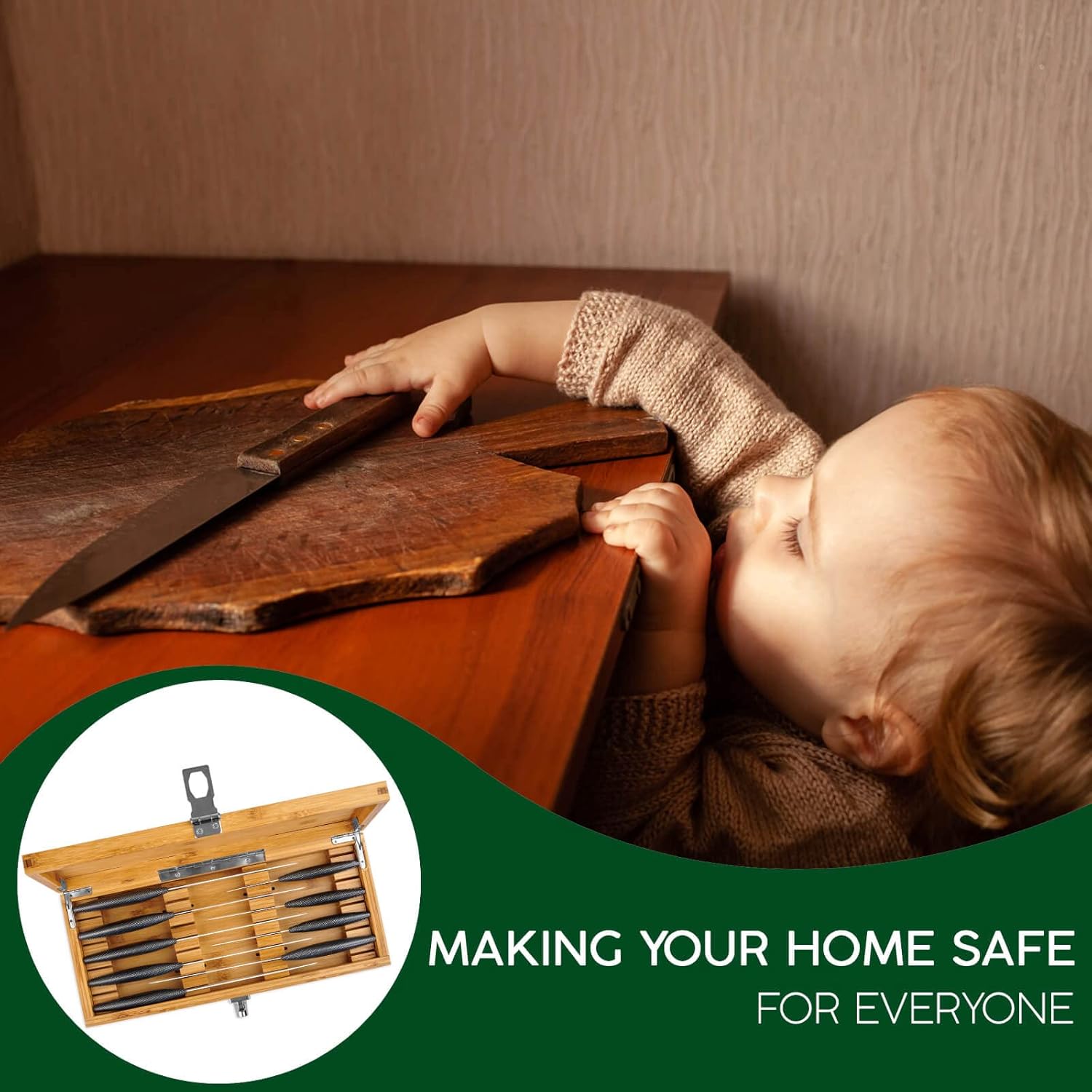 Bamboo Kitchen Knife Safety Holder