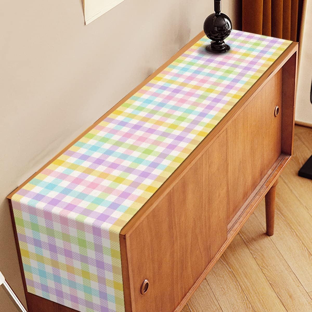 Nepnuser Linen Spring Easter Check Plaid runner