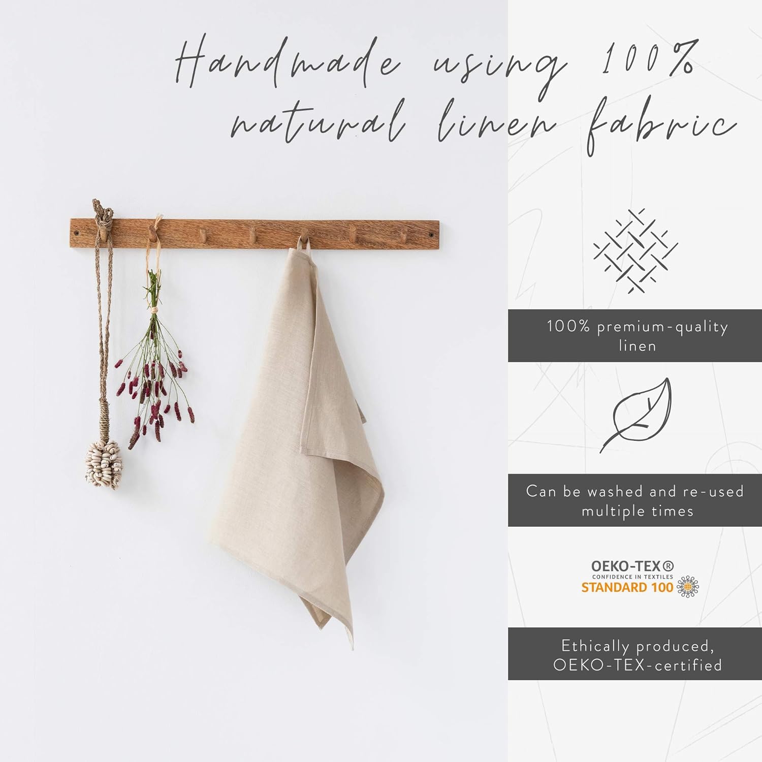 Perfect Linen Tea Towels Set of 3 Soft Eco-Friendly Daily Use