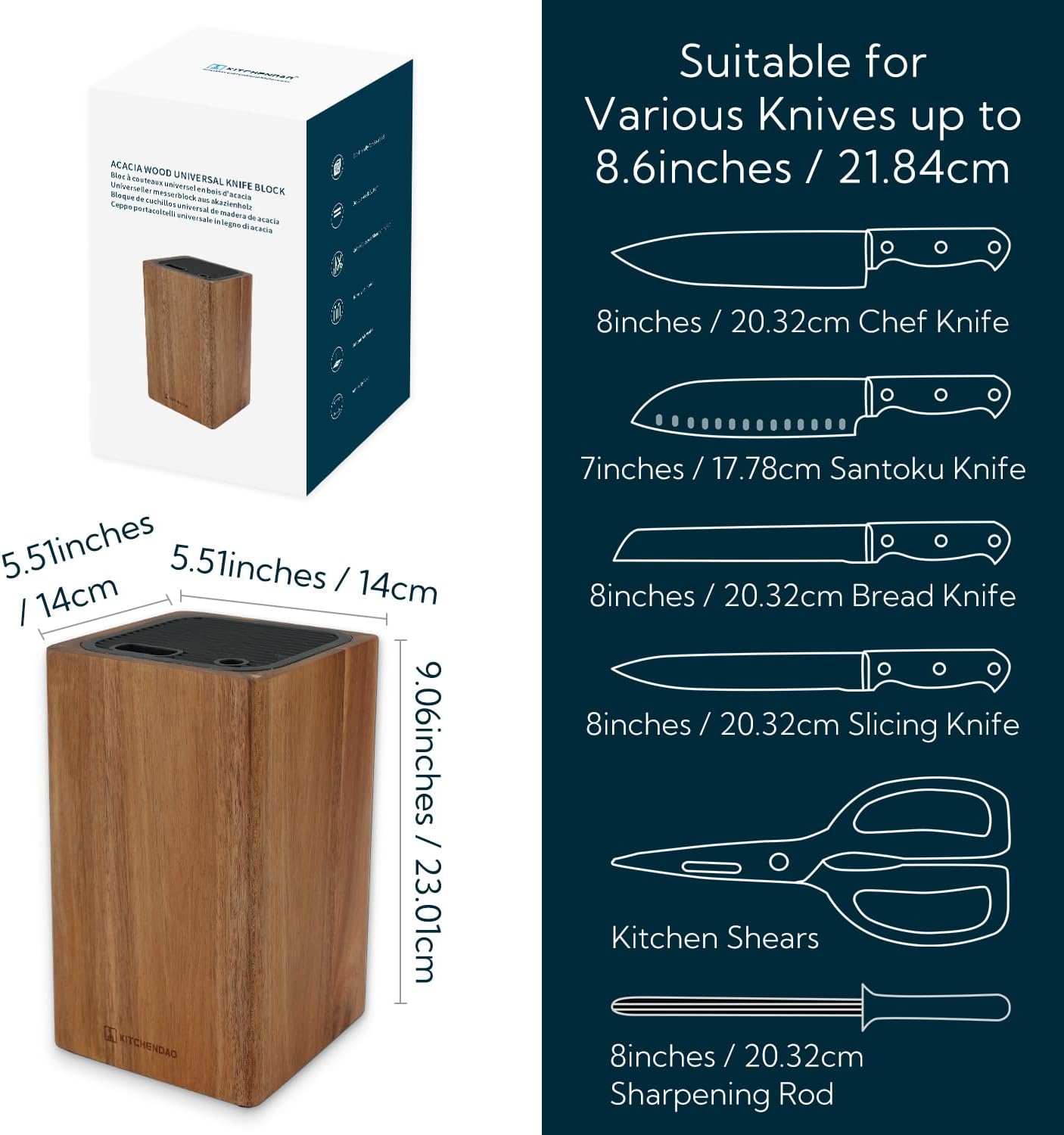 KITCHENDAO Universal Knife Block