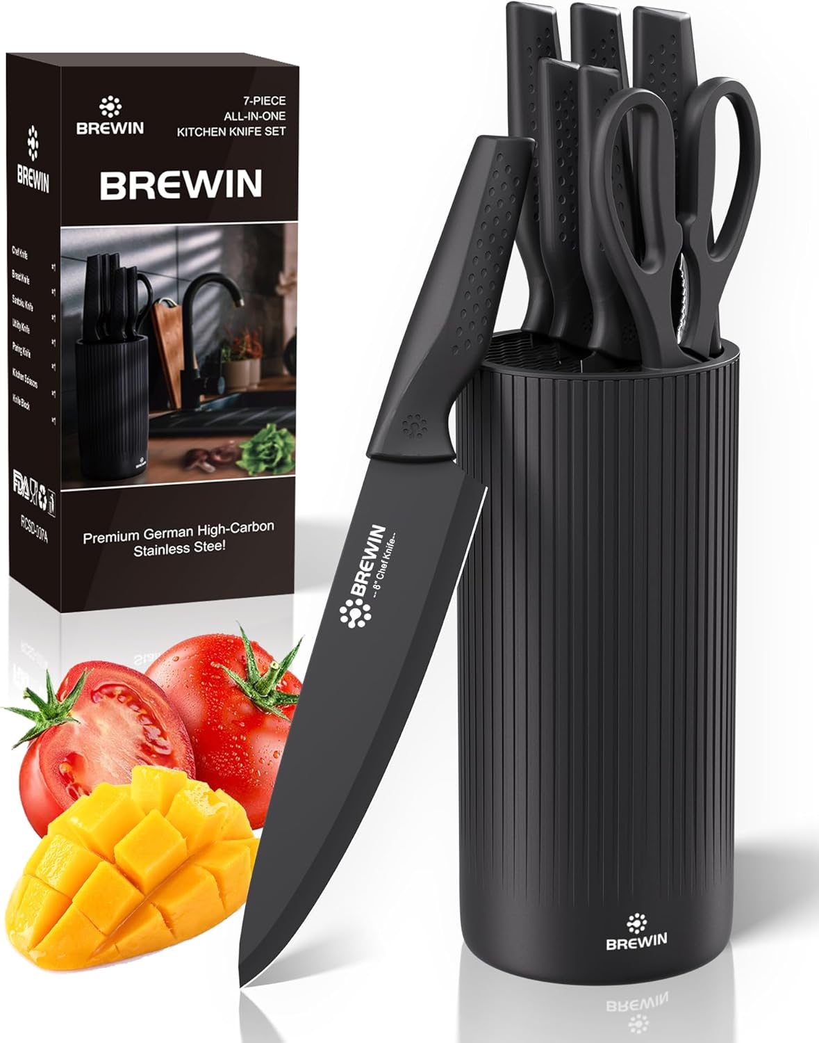 Brewin Kitchen Knife Set All-In-One Knife Block for Home Kitchen