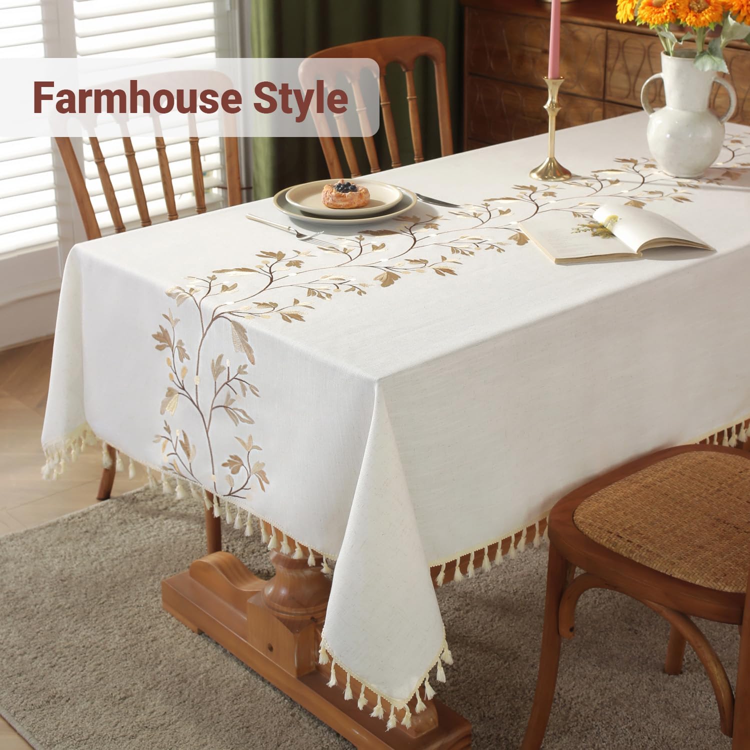 Laolitou waterproof cotton linen tablecloth for dining