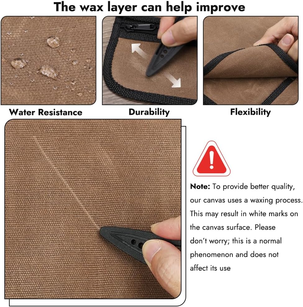Professional Knife Roll Bag with PU Leather Zippers