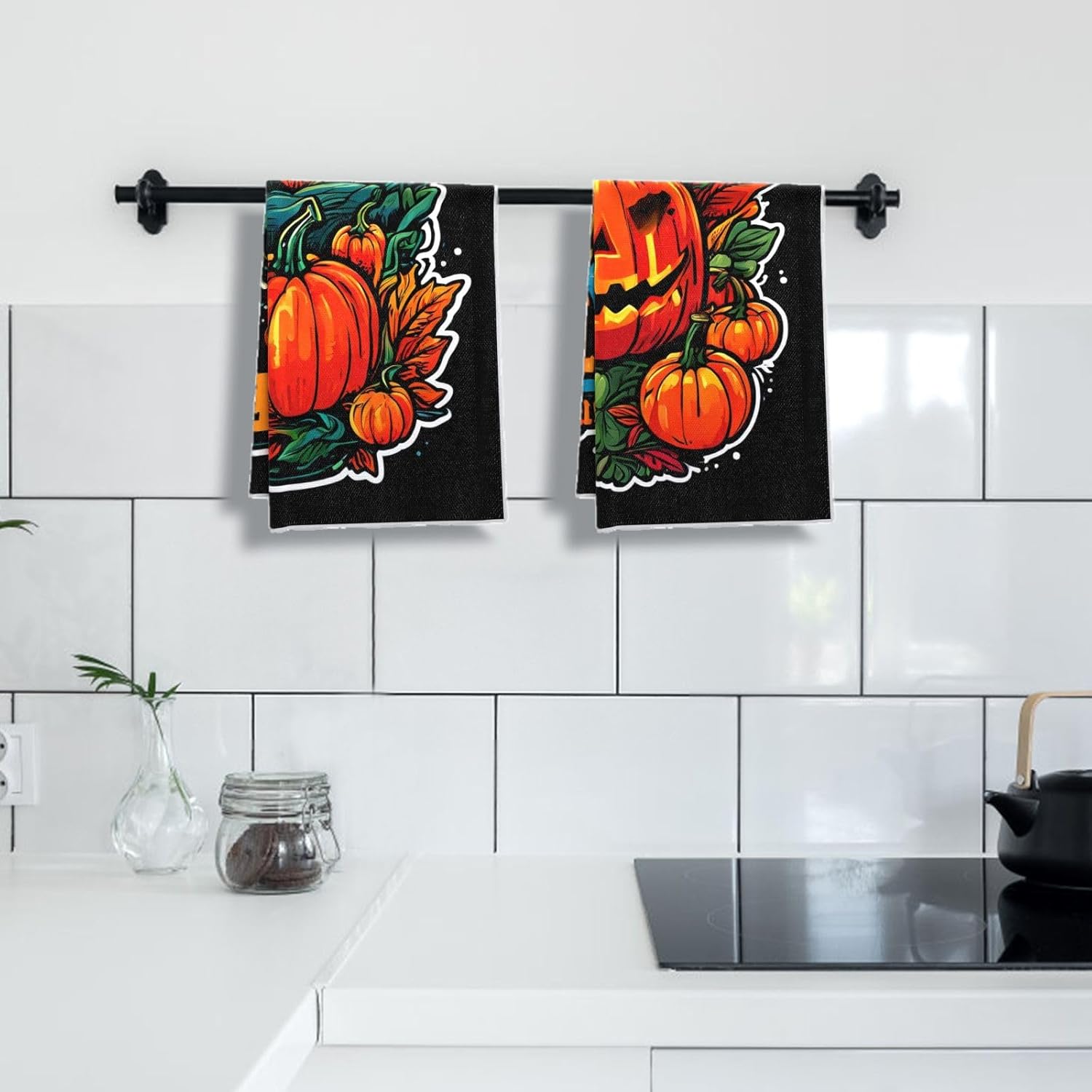 Oeught Fall Kitchen Towel Set - 4Pcs Acorn Pumpkin Print