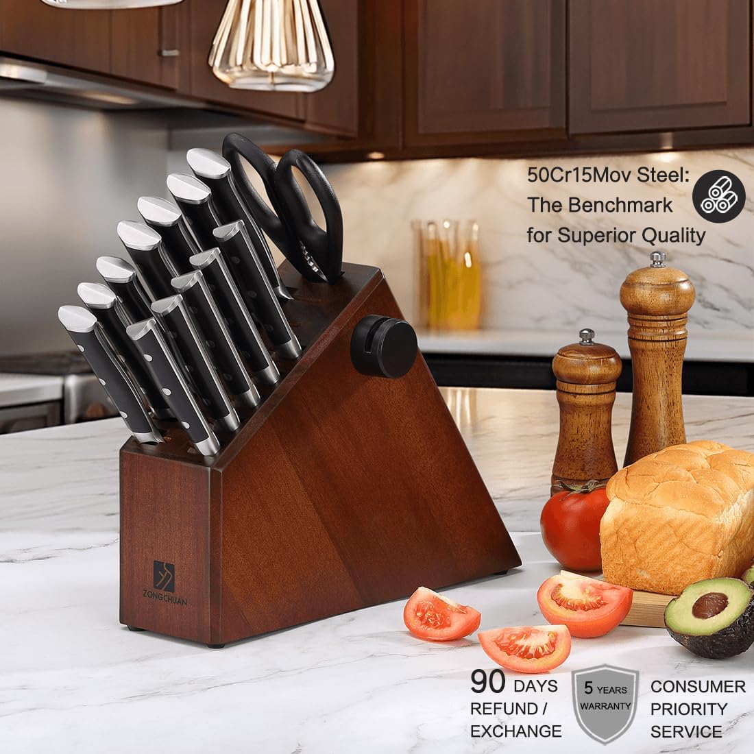 15-Piece Sharp Knife Set for Home Cooking