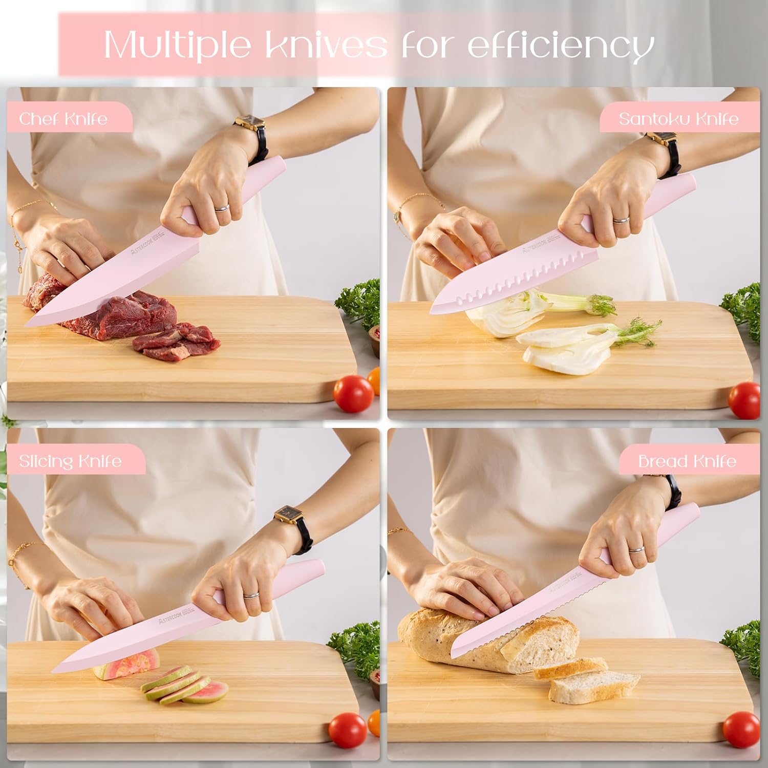 Astercook Crystal Pink 22-Piece Knife Block Set