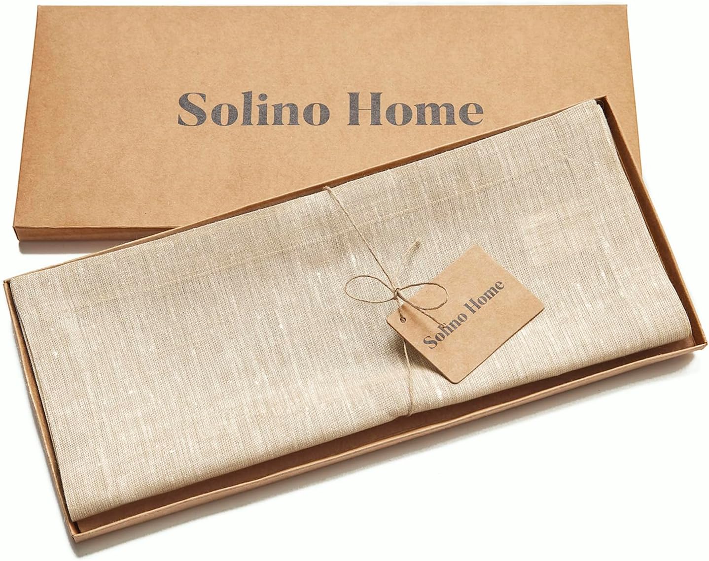 Solino Home 14x36 Champagne Beige Linen Table Runner