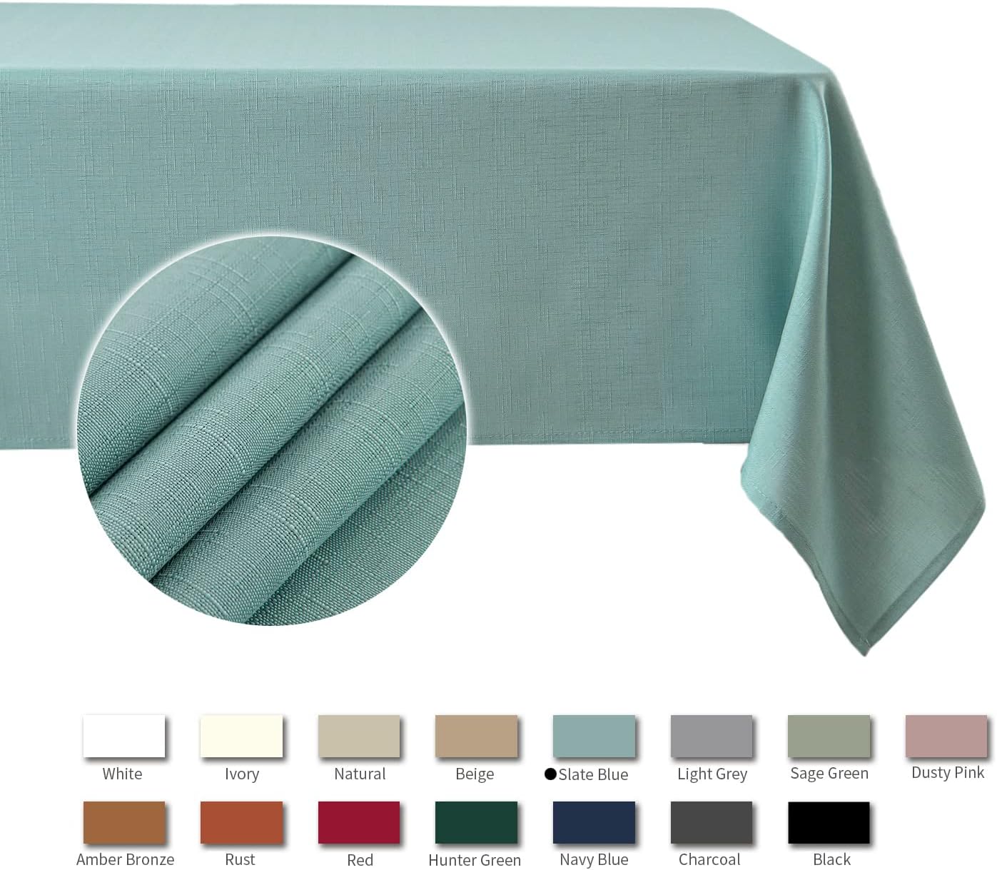 Maxmill Slubby Texture Tablecloth Slate Blue - Durable for Dining Events