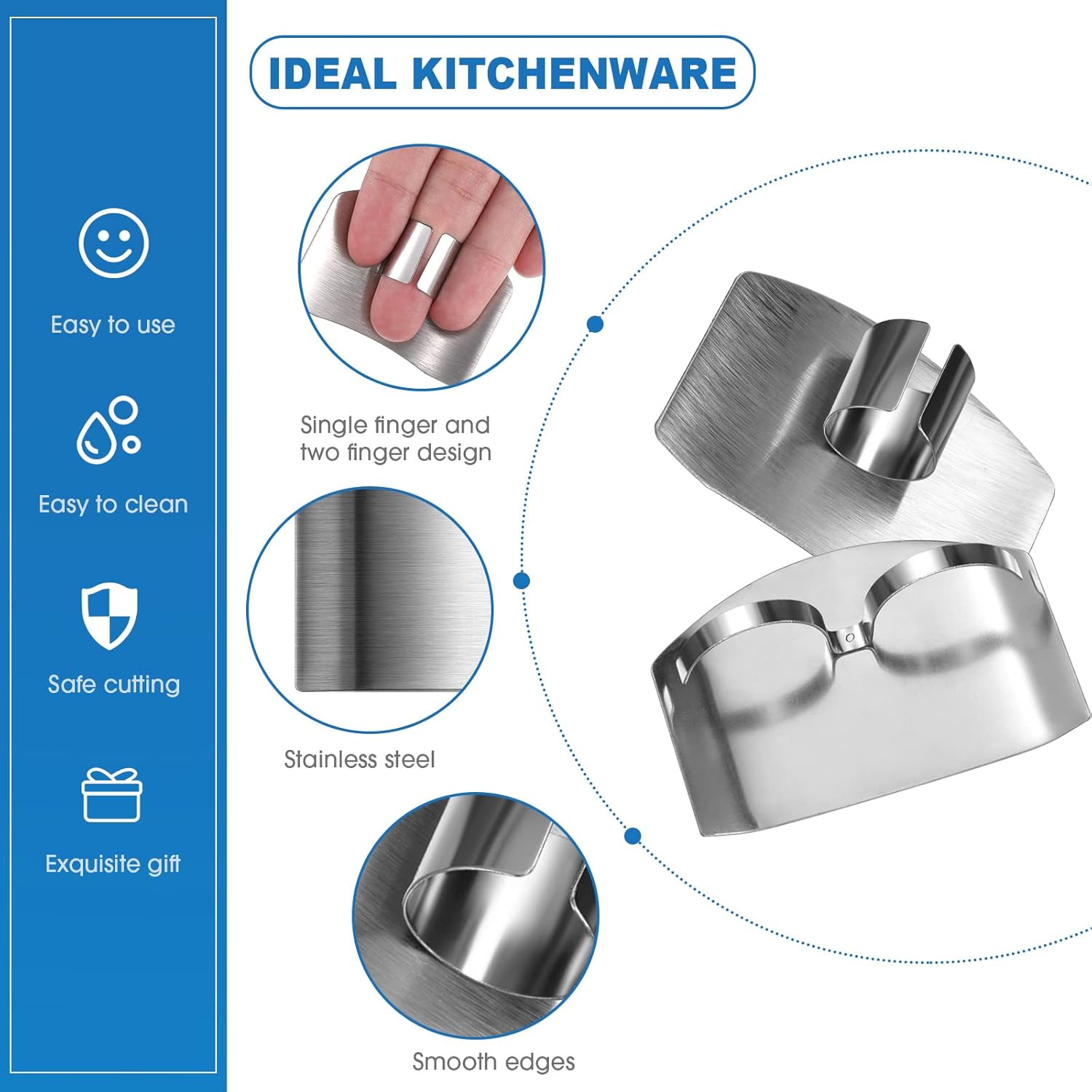 9-Piece Stainless Steel Finger Guards for Slicing and Cooking