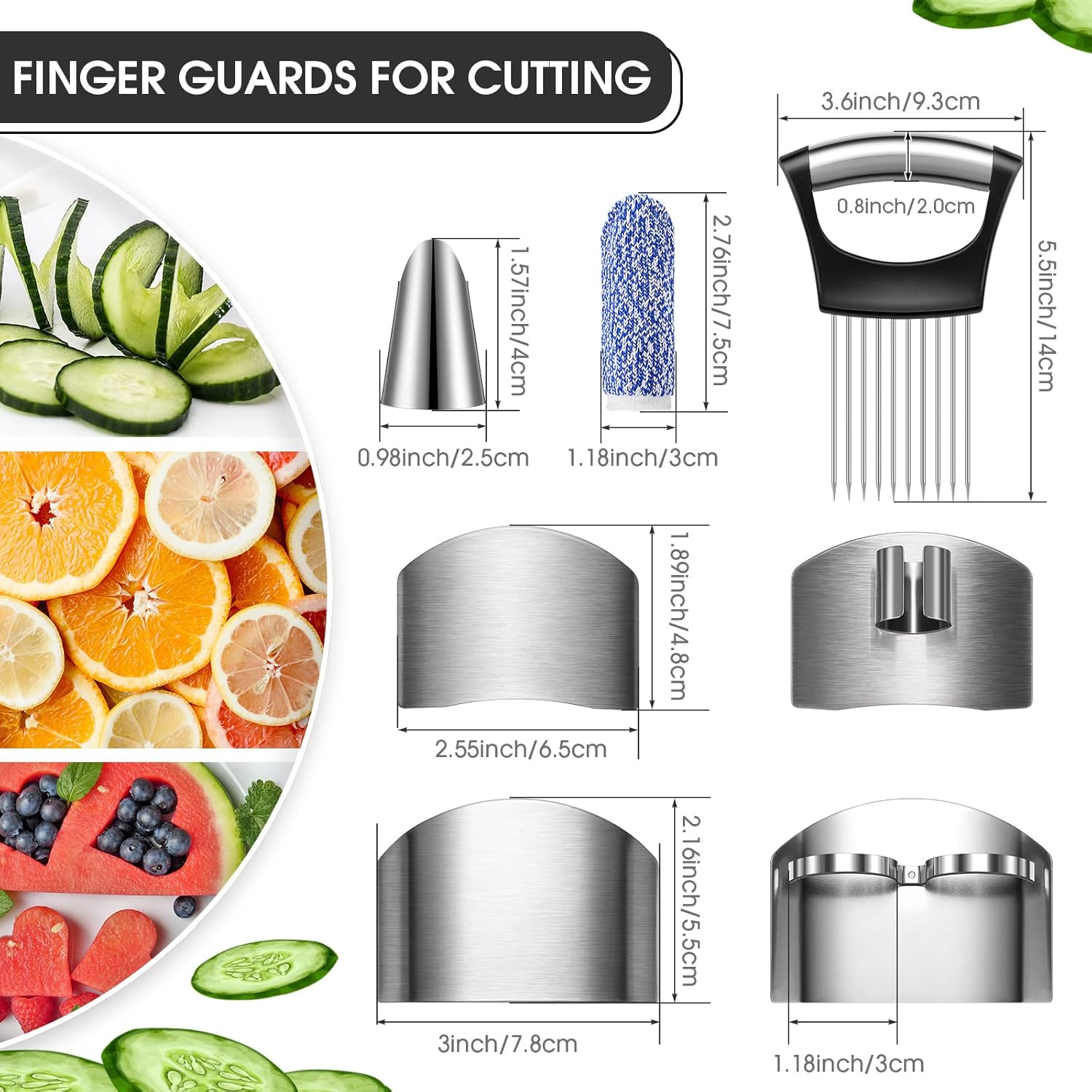 9-Piece Stainless Steel Finger Guards for Slicing and Cooking