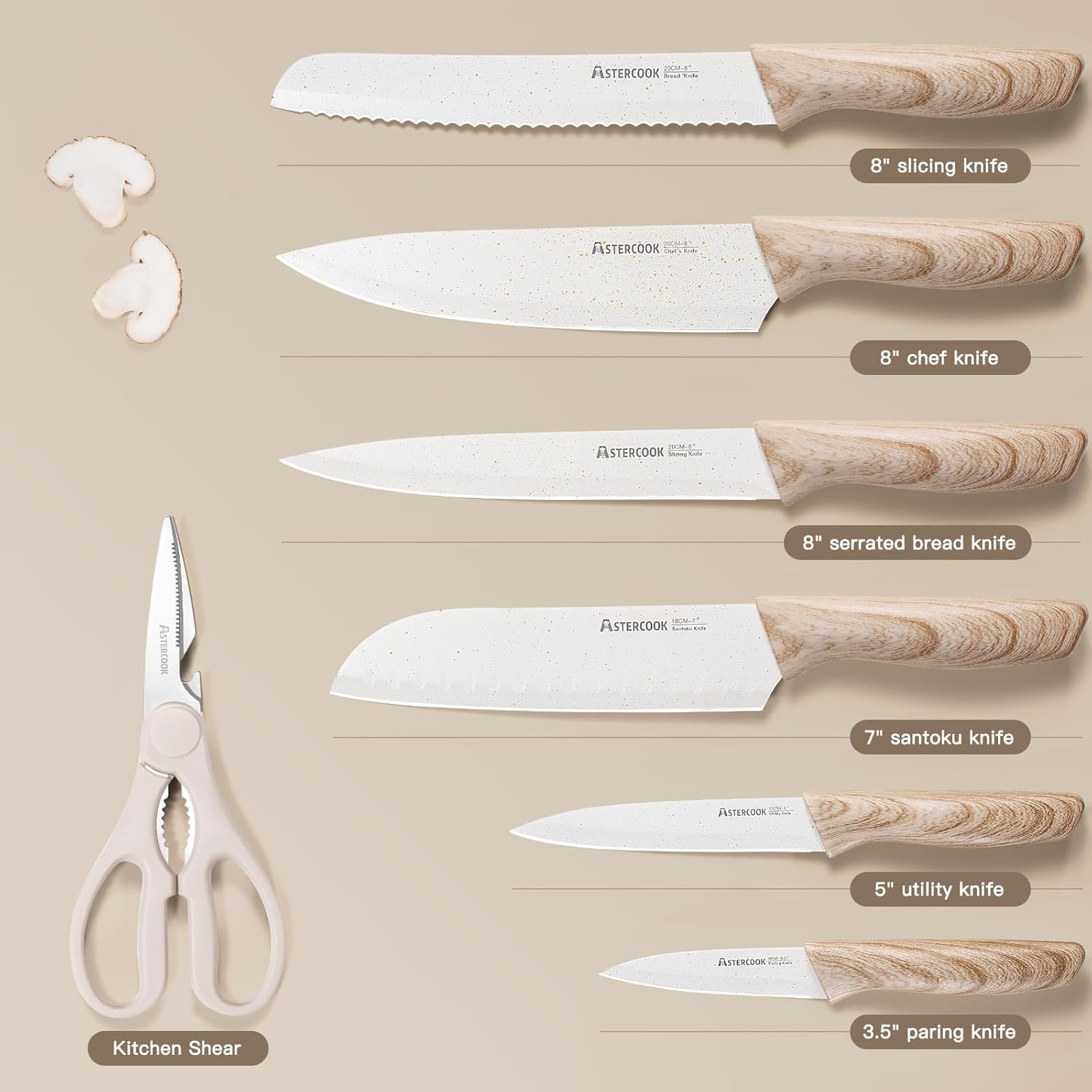 Astercook 13-Piece Kitchen Knives Set