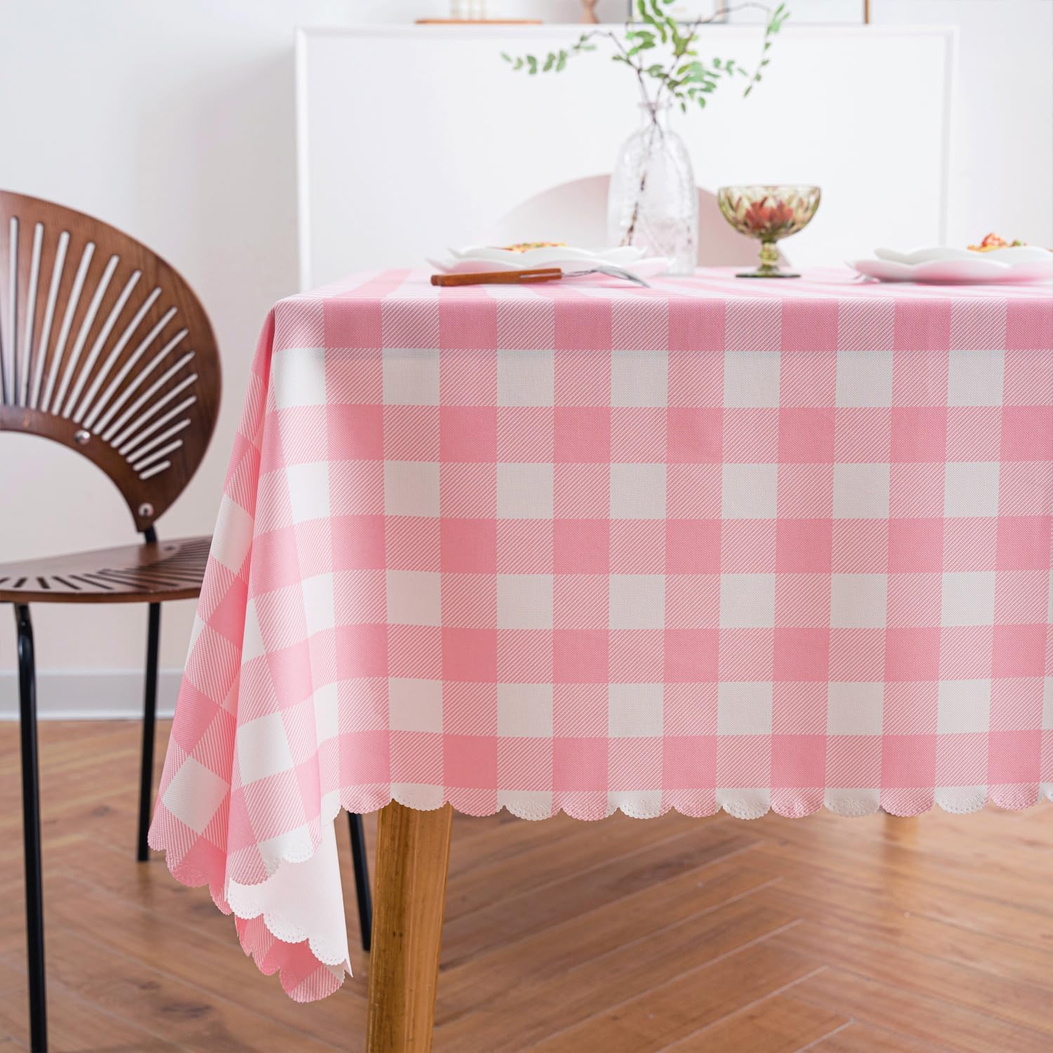 Premium Pink Gingham Tablecloth