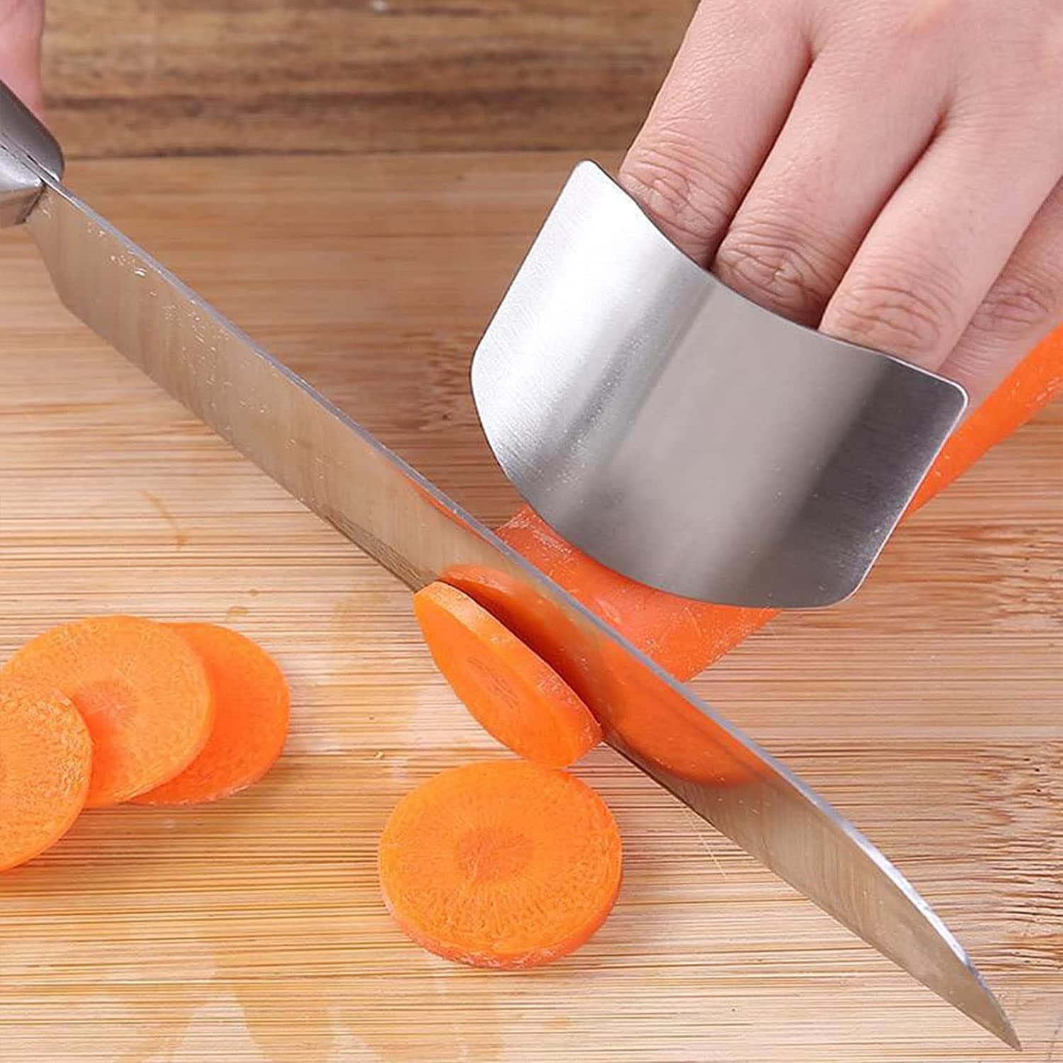 2-Piece Stainless Steel Finger Guards Durable Kitchen Tool for Safe Cooking