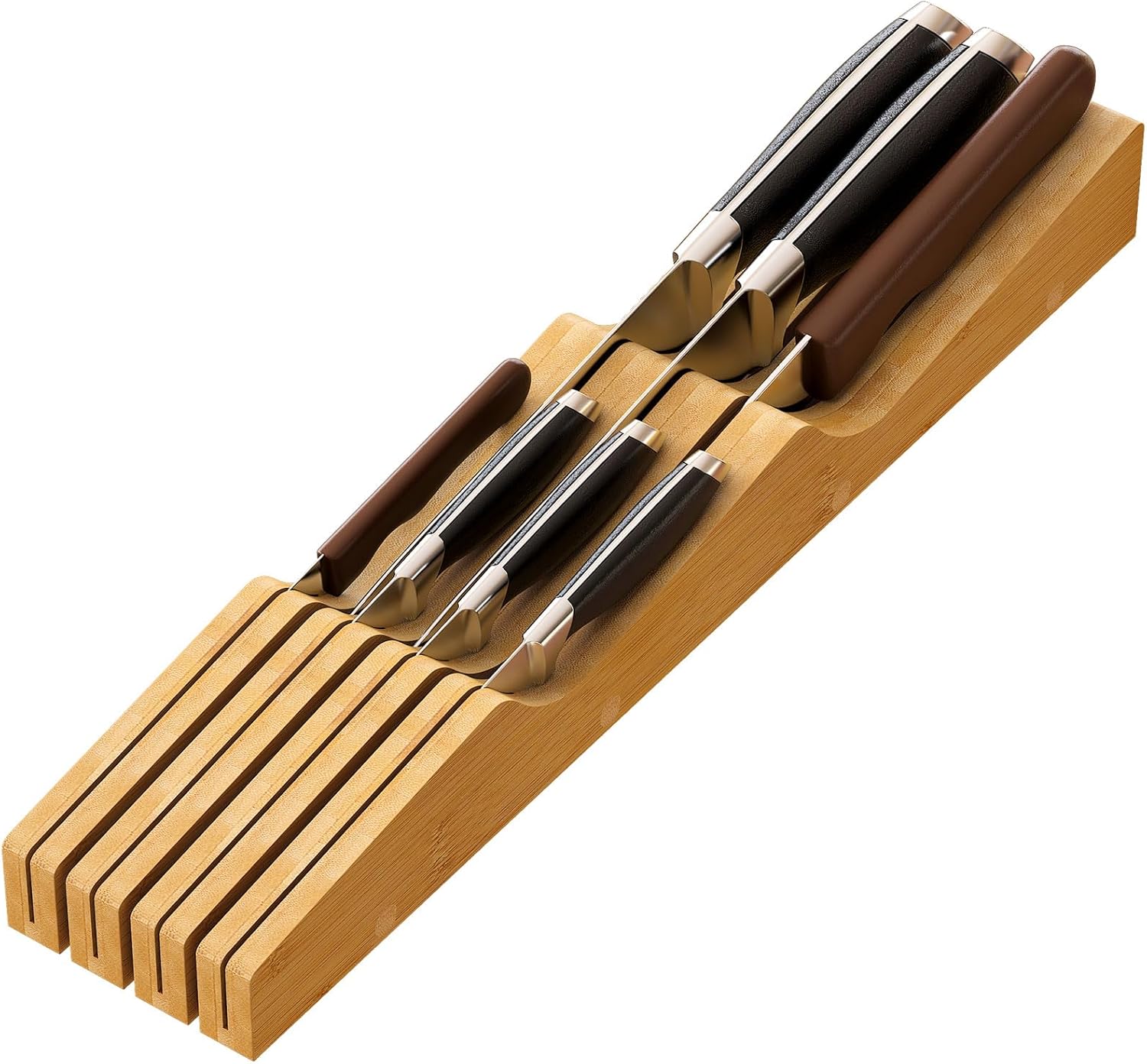 Knife Block for 7 Knives Bamboo Organizer