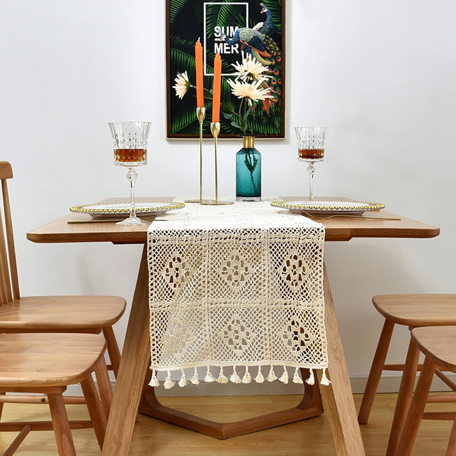 Hsvanyr Beige Table Runner for Bedroom 12x39inch Centerpieces