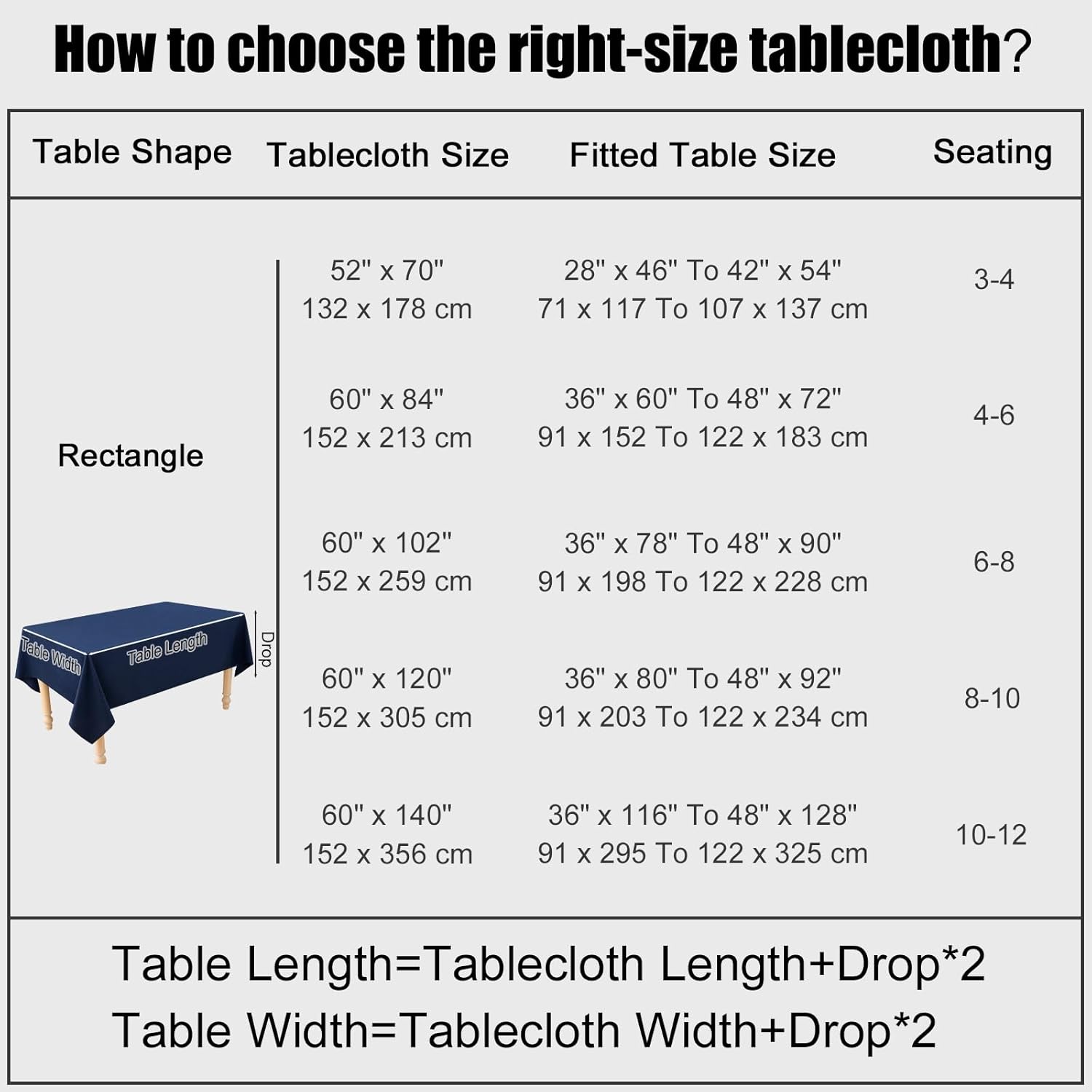 Smiry Water Repellent Tablecloth 52x70-inch Navy