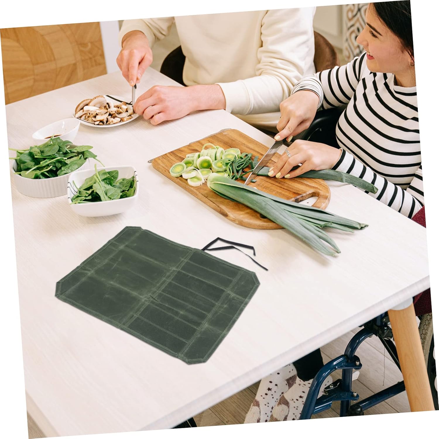 SHOWERORO Waxed Canvas Roll Tool Bag for Professional Chefs Kitchen Experts