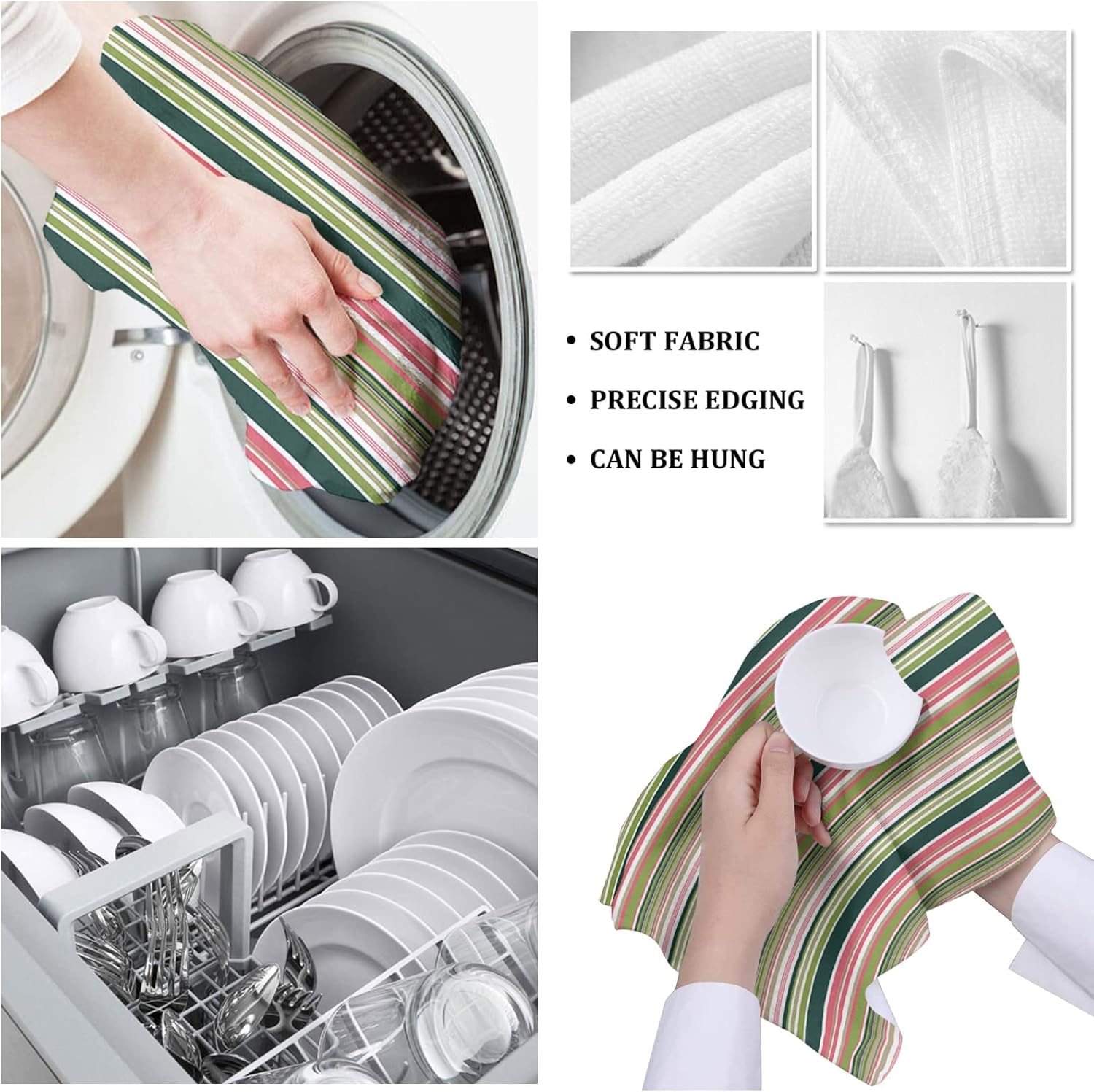 4 Geo Rainbow Kitchen Dish Towels
